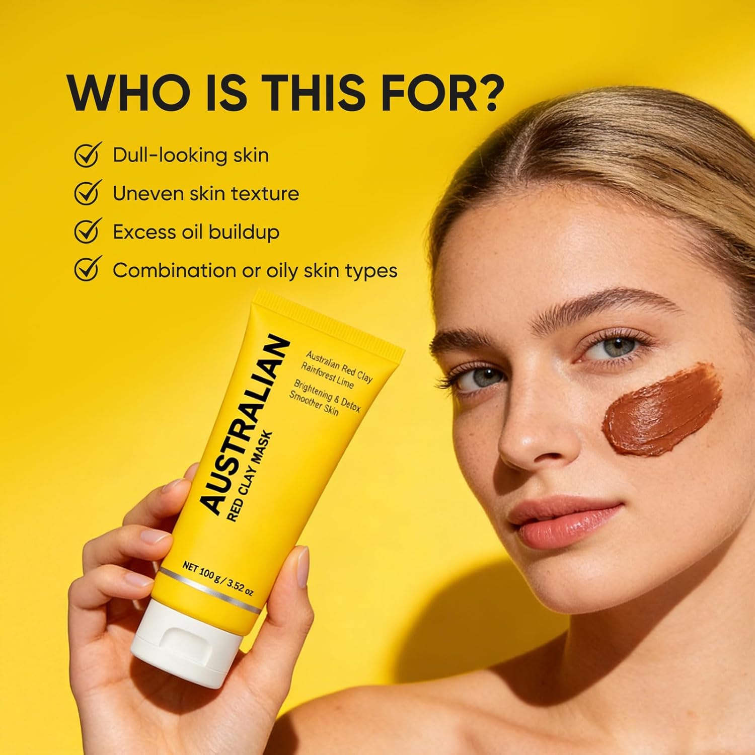 Australian Red Clay Face Mask, Mineral-Rich Detox Mud Mask with Kakadu Plum, Desert & Rainforest Lime Extracts, for Radiant-Looking, Smoother Skin, All Skin Types, 100 mL (1) - Image 6