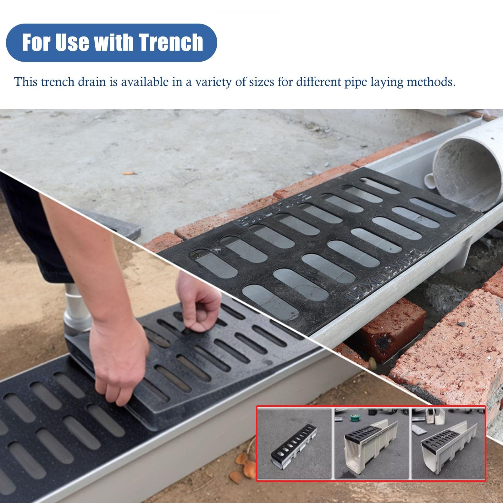 Copertura per griglia di scarico in ghisa resistente, 216 cm, scarico a pavimento esterno per aziende agricole, parcheggi, patiosDurable piastra di carico