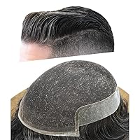 Vista 19 de Toupee - Sistema de cabello humano no quirúrgico para hombres Toupee indetectable de encaje para hombres, extensiones de cabello gris 100% cabello