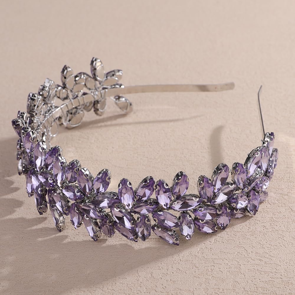 Bridal Rhinestone Hair Crown Teardrop Rhinestone Wedding Headband Luxury Crystal Hair Crown Handmade Crystal Rhinestones Hairband for Wedding Women image 3