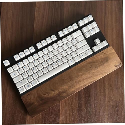 Miniatura 8 de Base de teclado con reposamuñecas de madera, soporte ergonómico para escritorio de juegos, compatible con teclados estándar de 60 teclas y teclado