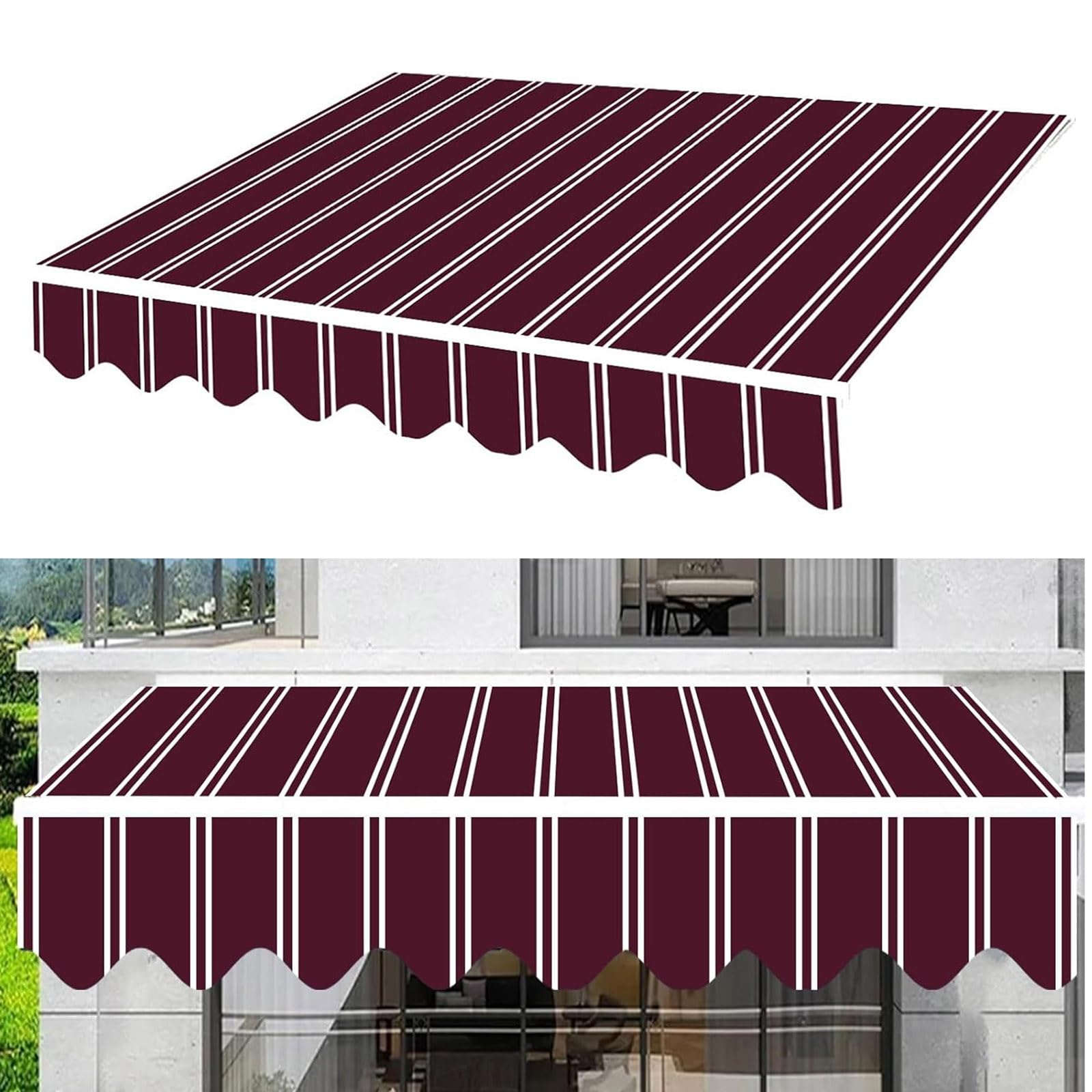Auvent rétractable avec toile polyester résistante à l'eau pour balcon et jardin