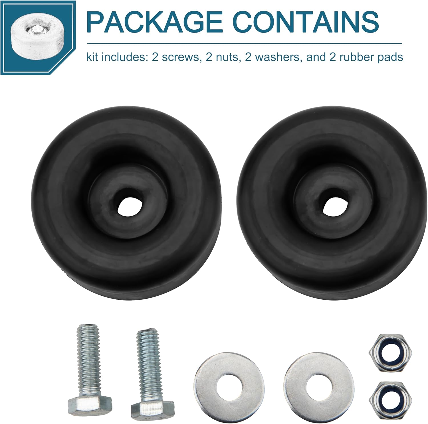 2PCS 1 x 2.5 in Heavy Duty Anti Vibration Rubber Foot Pads with Hardware