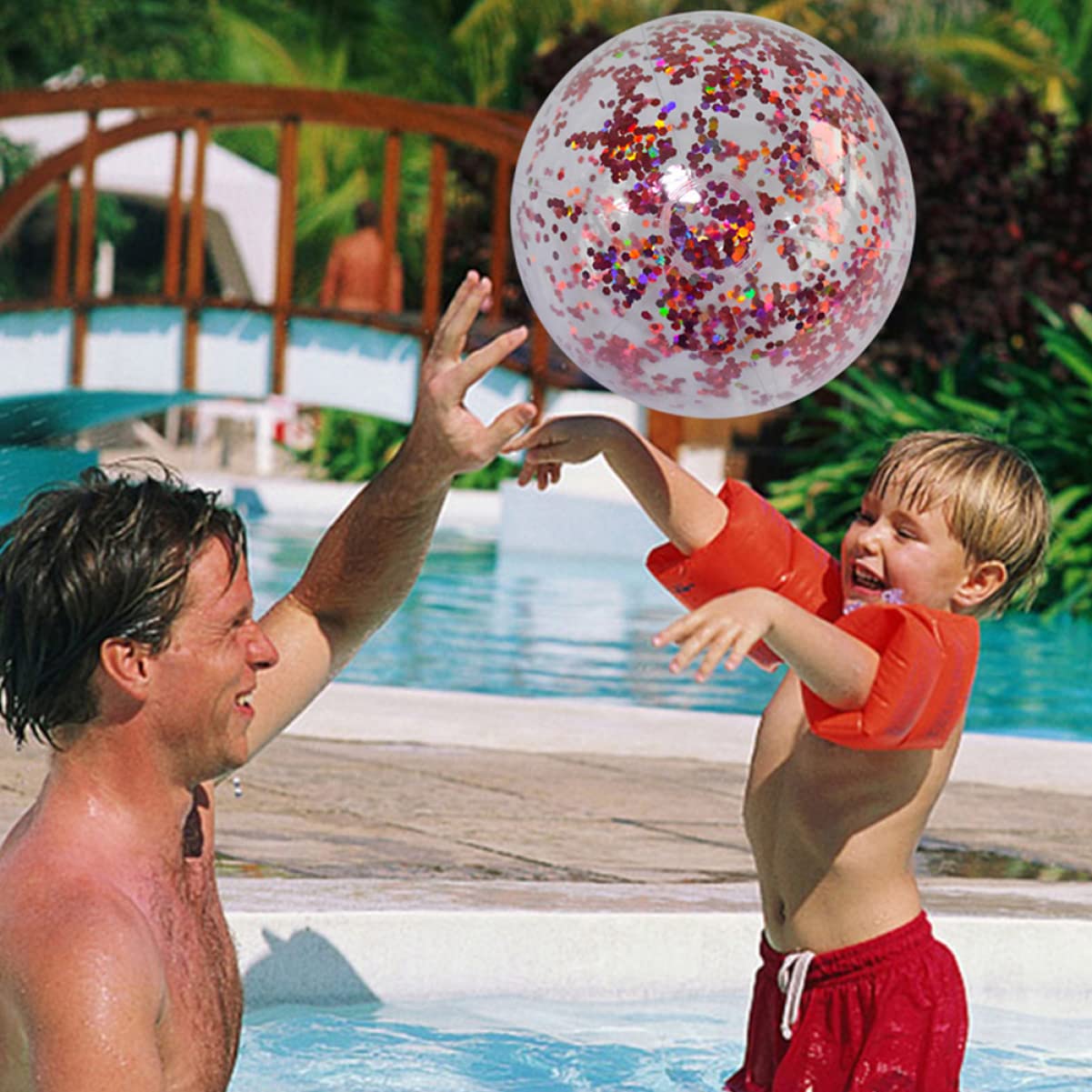 Abaodam Pallone Da Spiaggia Con Paillettes Gonfiabile Giocattolo Da Piscina Palline Piscina Palline Biliardo Palline Glitterate Con Paillettes Giocattoli Con Palline Da Biliardo