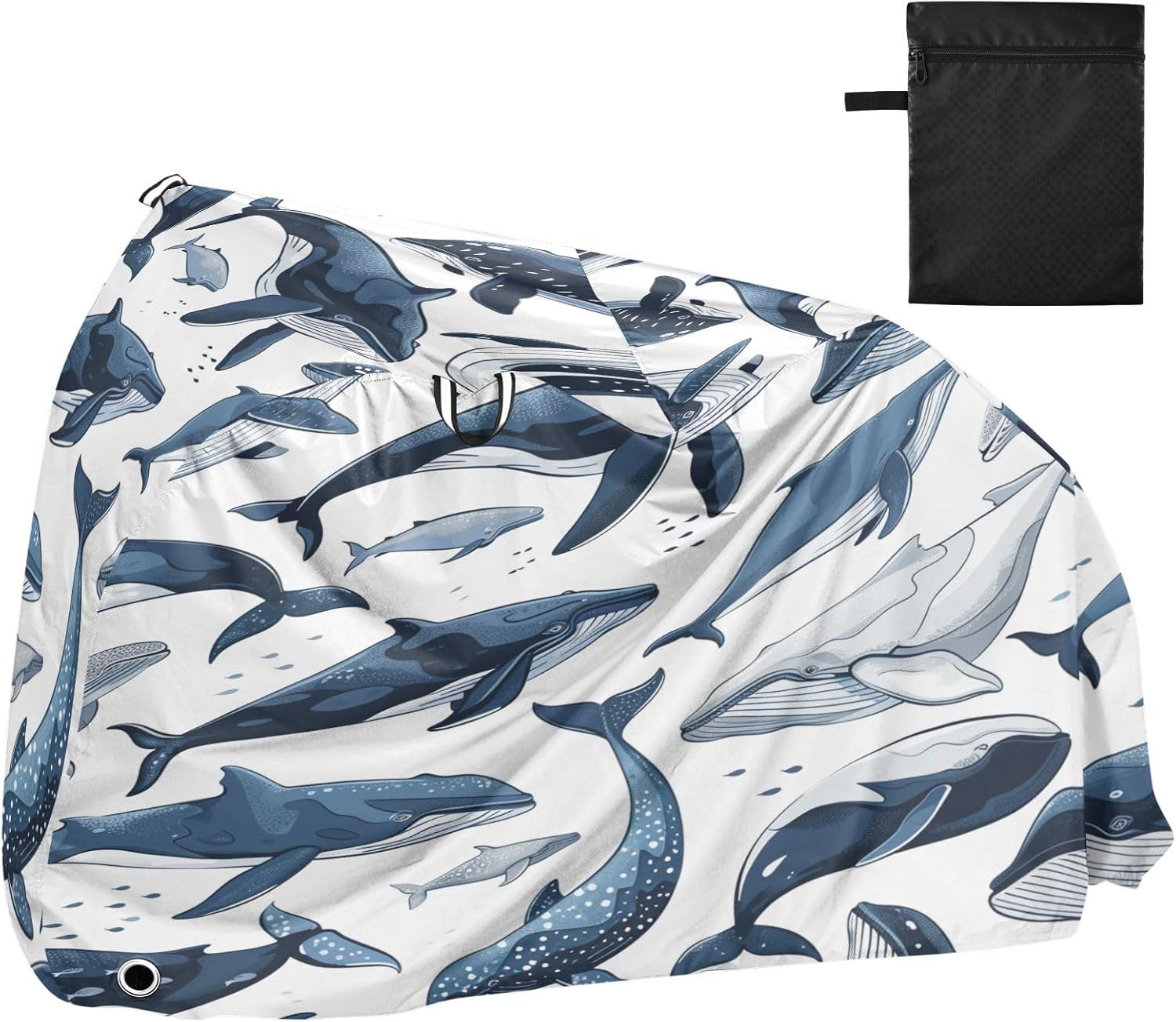 ALAZA Whale Print Bike Cover Waterproof Outdoor Ebike Bicycle Covers Tarp Protection for 1/2 Bikes, Sun UV Dust Wind Proof