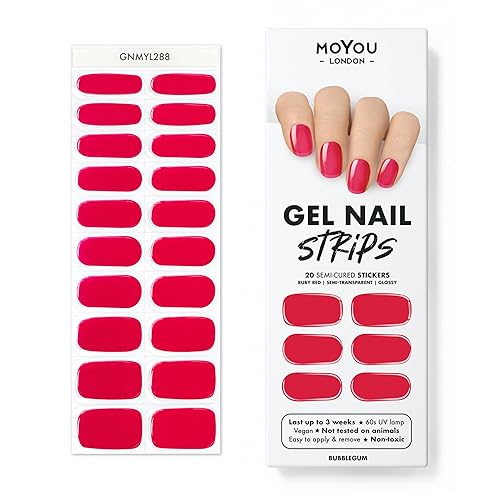 MOYOU LONDON Tiras de uñas de gel semicuradas, 20 unidades, envolturas de uñas de gel para manicura de calidad de salón - Funciona con cualquier