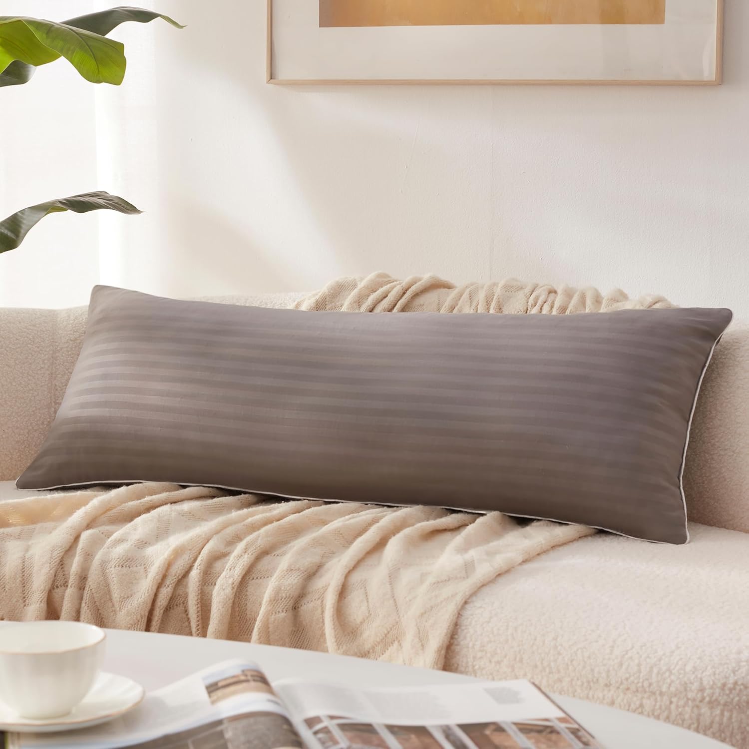 Memory Foam 14 x 36 Inch Throw Pillow Insert, Premium Lumbar Pillow Insert for Decorative Throw Pillow, Living Room, Couch and Sofa, 14 x 36 Inch, Gray