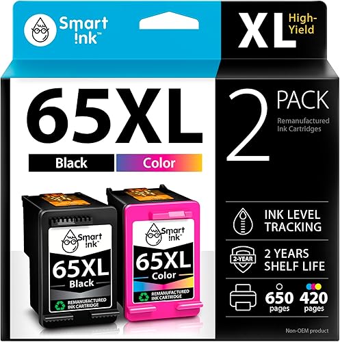 Miniatura 1 de Smart Ink Cartuchos de tinta remanufacturados de repuesto para HP 65XL HP 65 HP65XL negro y color 2 paquetes combinados para impresoras HP DeskJet