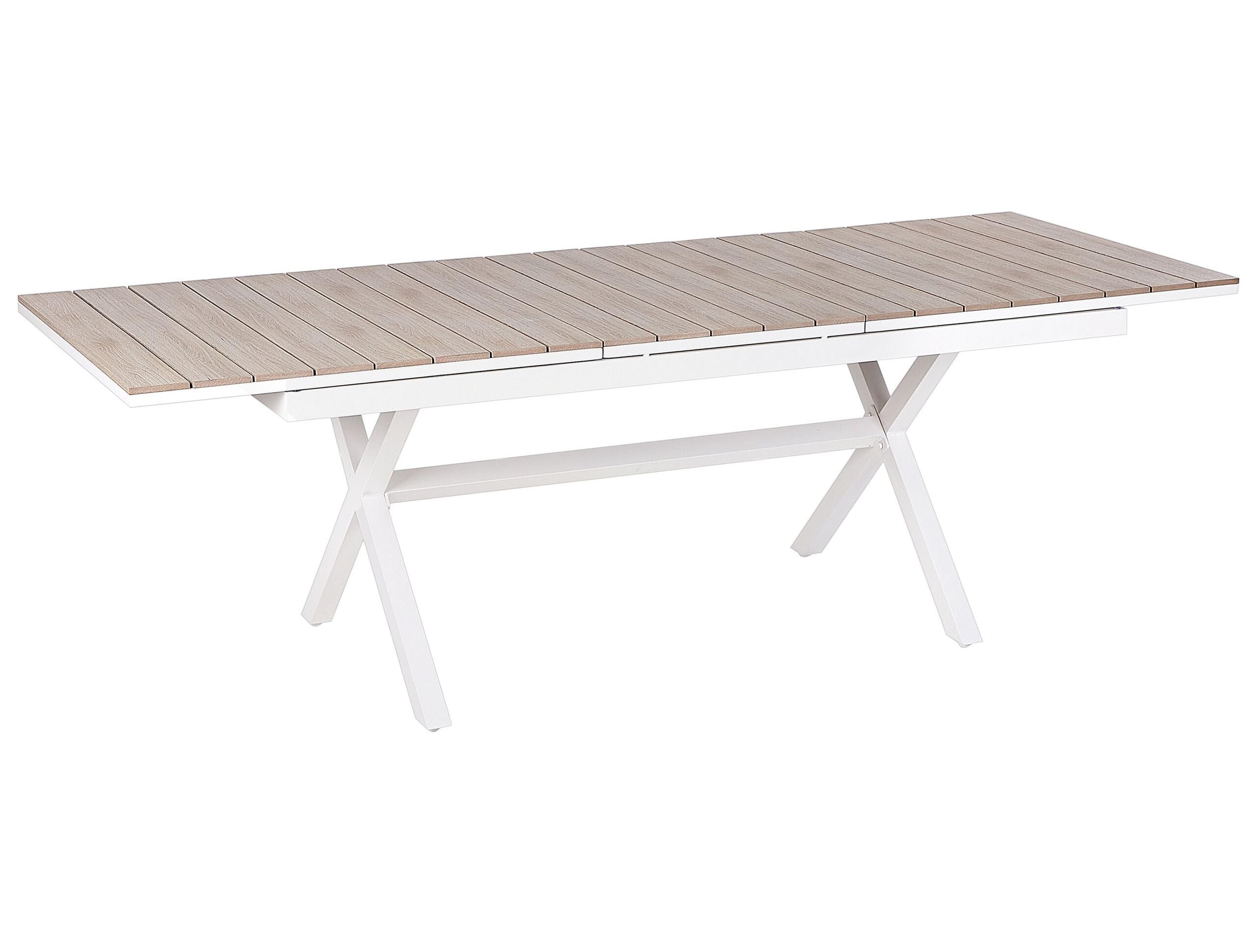Beliani Gartentisch ausziehbar Aluminium/Kunstholz weiß 8-Sitzer 184/242 x 90 cm Fanes