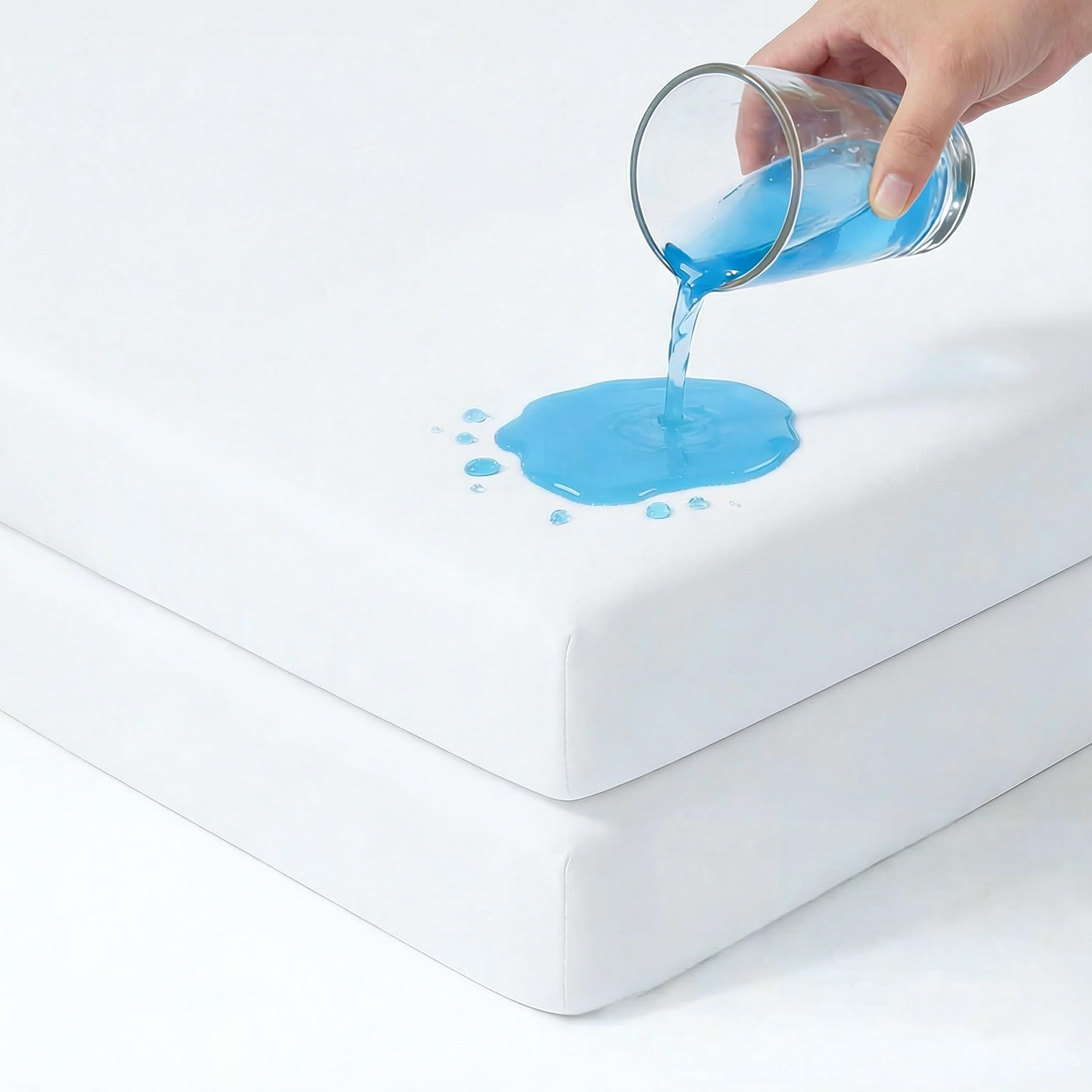 Baby Comfort White Set Of 2 Waterproof Mattress Protector Sheets/Covers Fits 140X70 Cm Baby Cot Bed