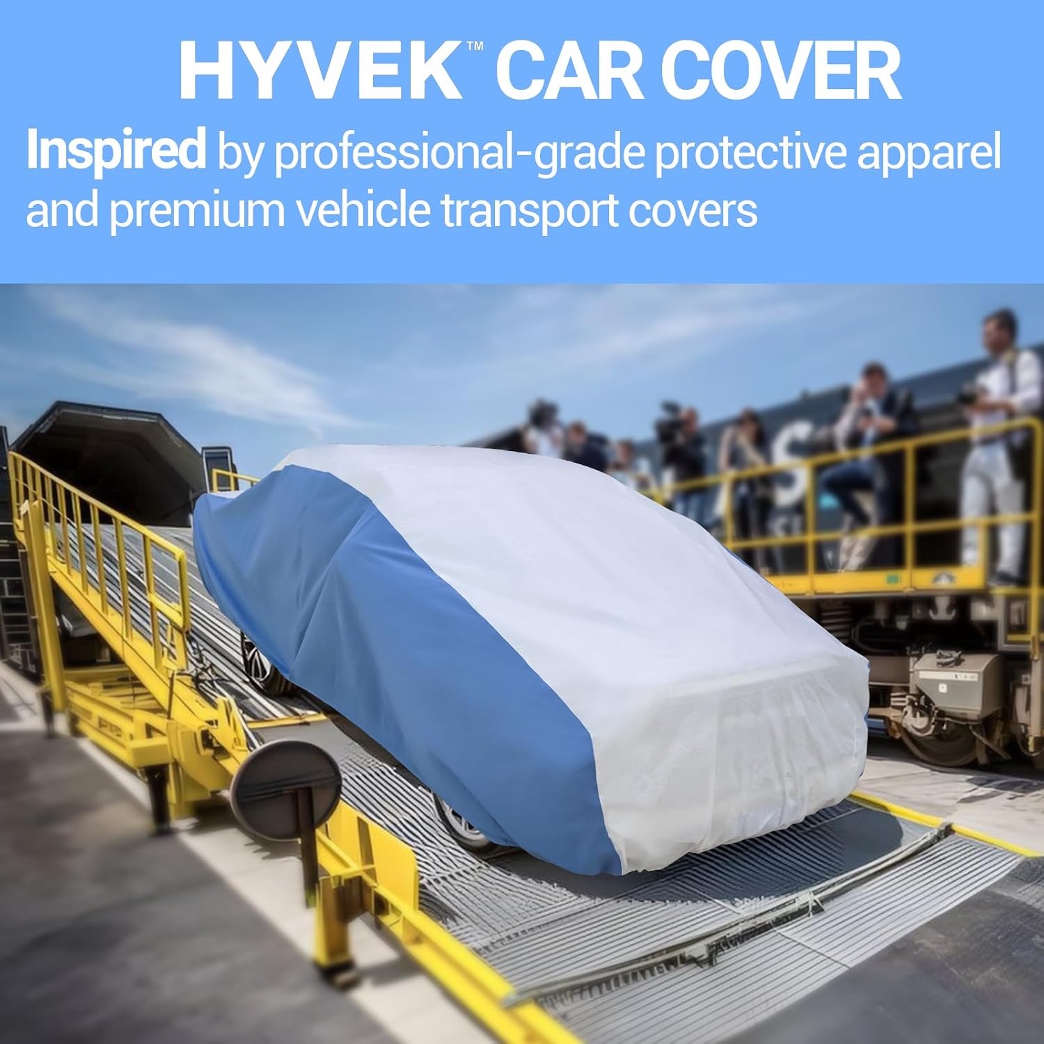 Season Guard HYVEK™ Truck Cover up to 240", Heavy-Duty Waterproof All-Weather Outdoor Cover with Breathable Blue Sides, PE Outer, Cotton Lining, UV & Scratch Protection, White/Blue
