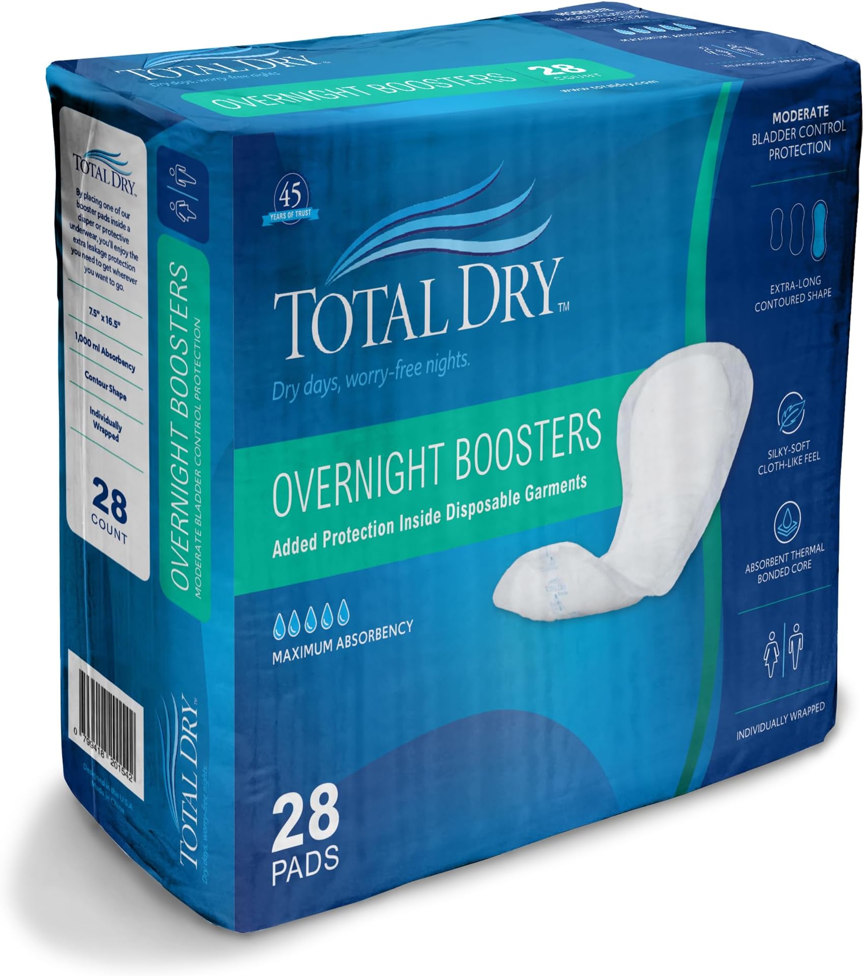 TotalDry Ultimate Overnight Boosters Incontinence Pads for