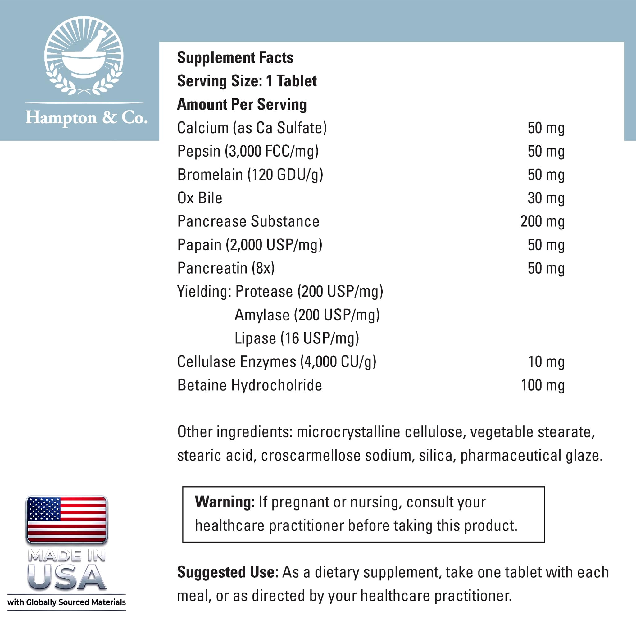 Hampton Distribution Digestive Enzymes Complete: A Premium Broad-Spectrum Formula for Gut Function and Nutrient Bioavailability. Gluten-Free & Non-GMO – 90 Tablets — Amazon image 5