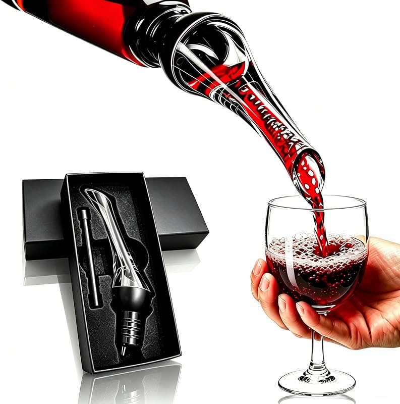 Pafusen Aireador de vino con boquilla, aireador premium con embalaje de regalo, aireador de vino, fácil de usar para mejorar el sabor del vino y un vertido suave