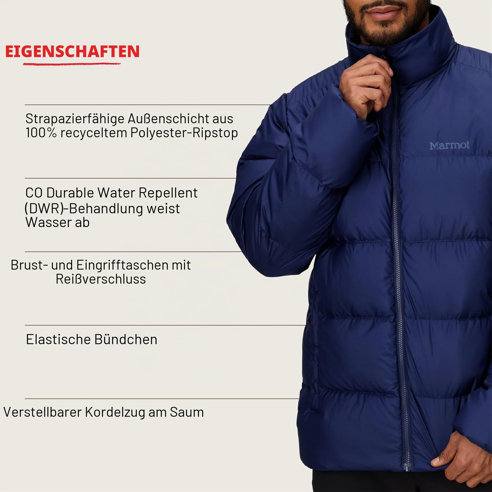 MARMOT Herren Guides Down Jacket Leichte Daunenjacke, warme Winterjacke, wasserabweisende Steppjacke, winddichte Funktionsjacke, klein packbare Outdoorjacke (1er Pack)
