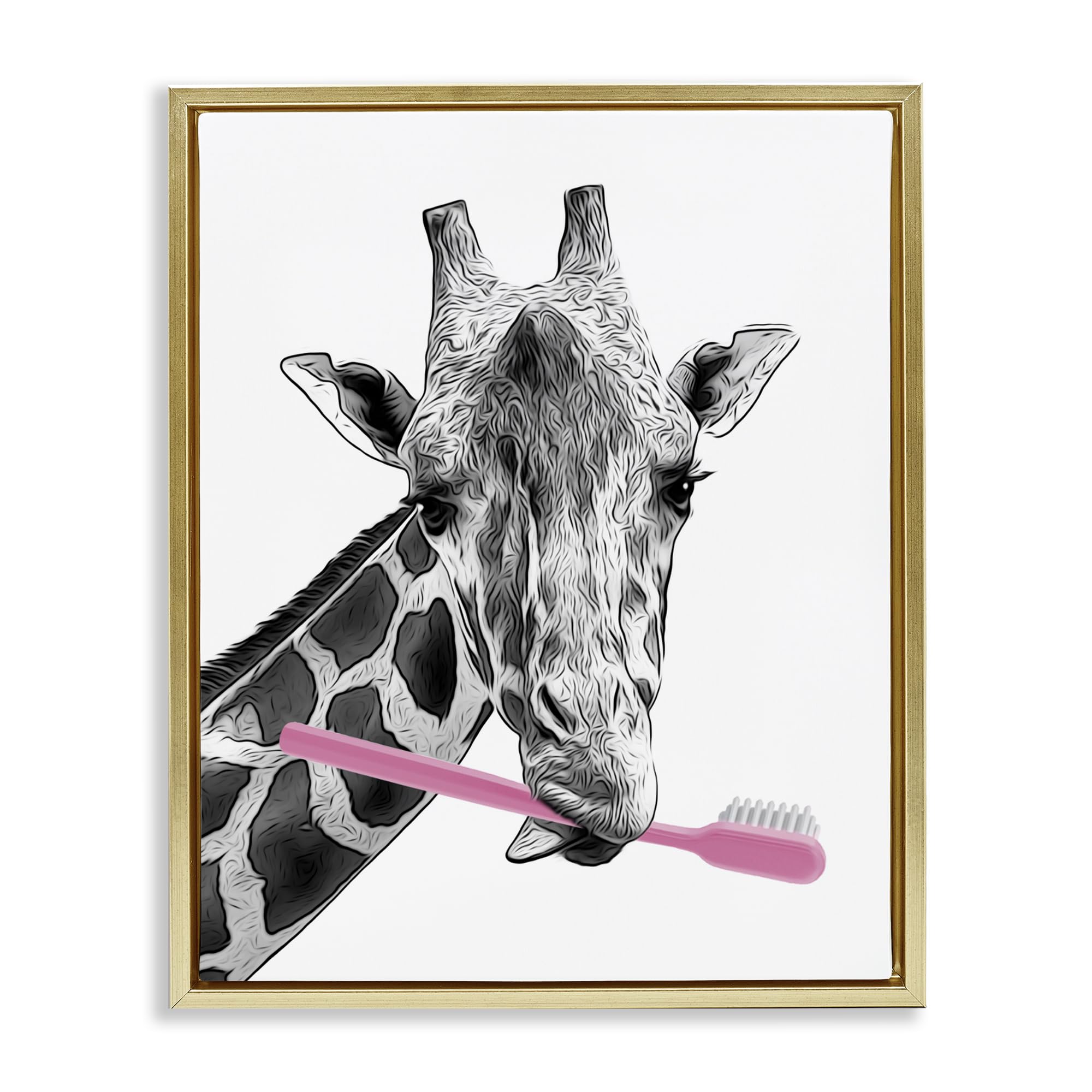 Funny Animal Bathroom Toothbrush, 25 x 31 Inch Canvas in Floater Frame