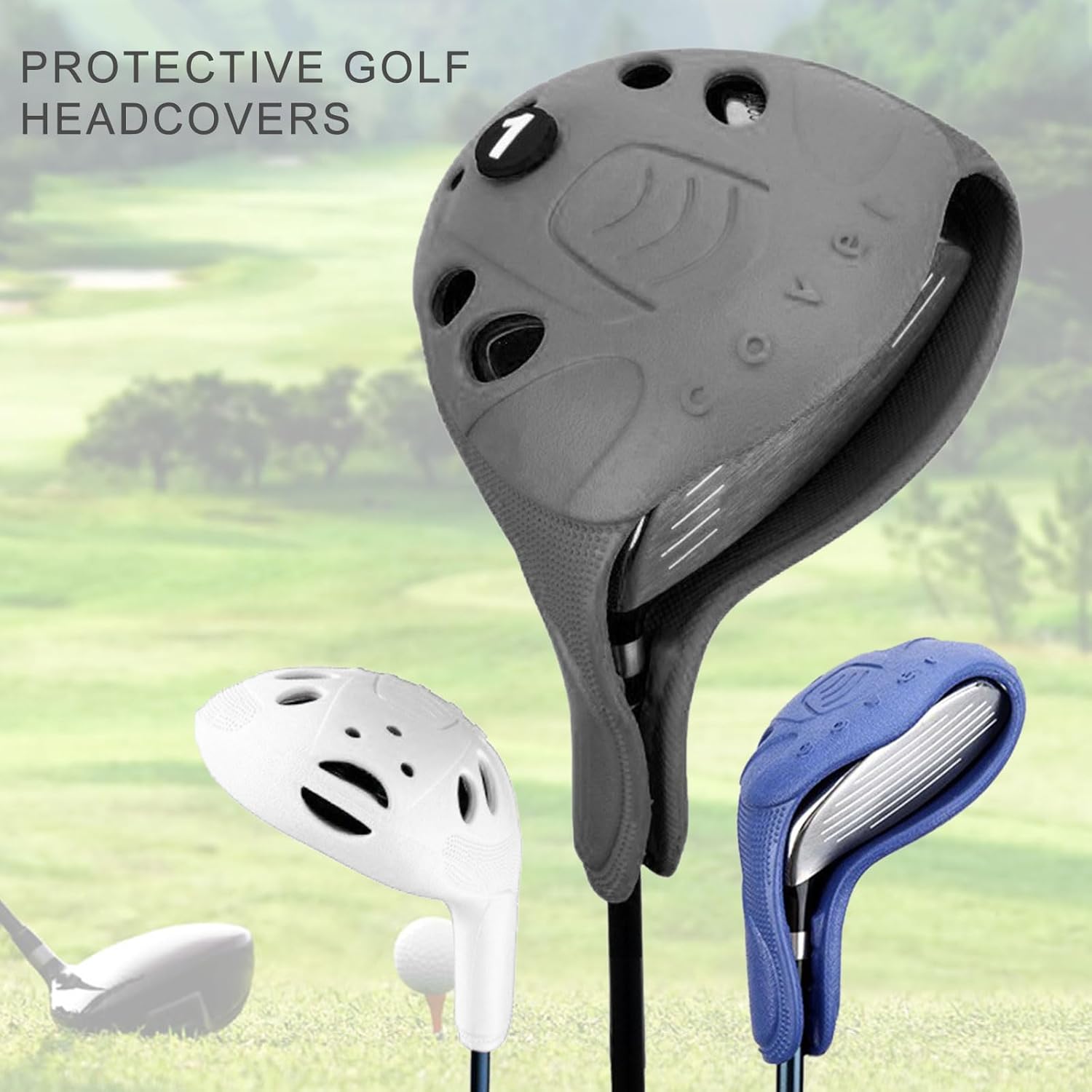 ポータブルゴルフクラブヘッドカバー 交換用ドライバーヘッドカバー 防水 パターアイアンヘッドカバー 取り外し可能なプロテクター