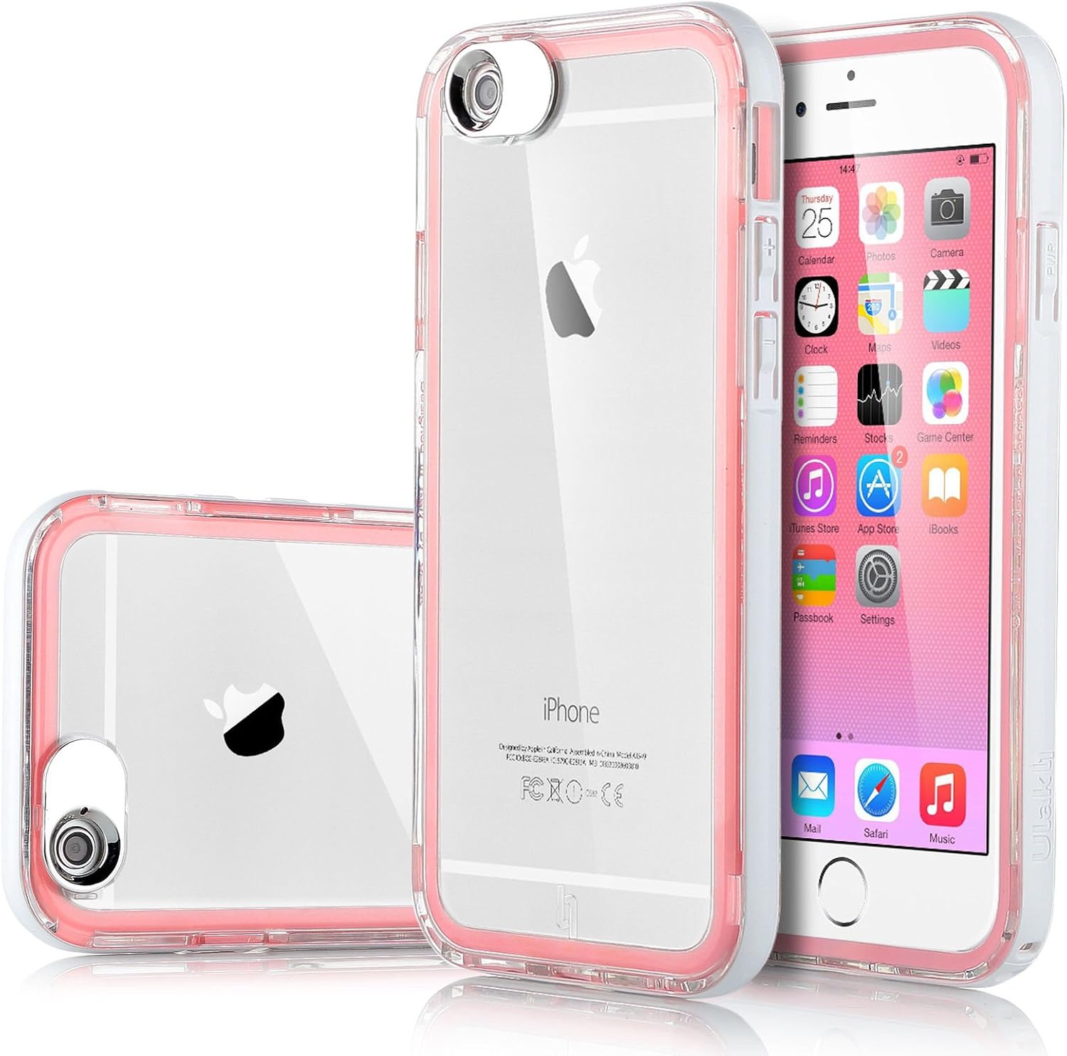 iPhone 6 Case,ULAK [Lumenair Series] LED Case iPhone 6 (4.7) Incoming Call Flash Hybrid Case Cover with (Transparent+White) PC Hard Back Case + Luminous Soft Bumper Frame Case For iPhone 6 (4.7 inch) (Pink)