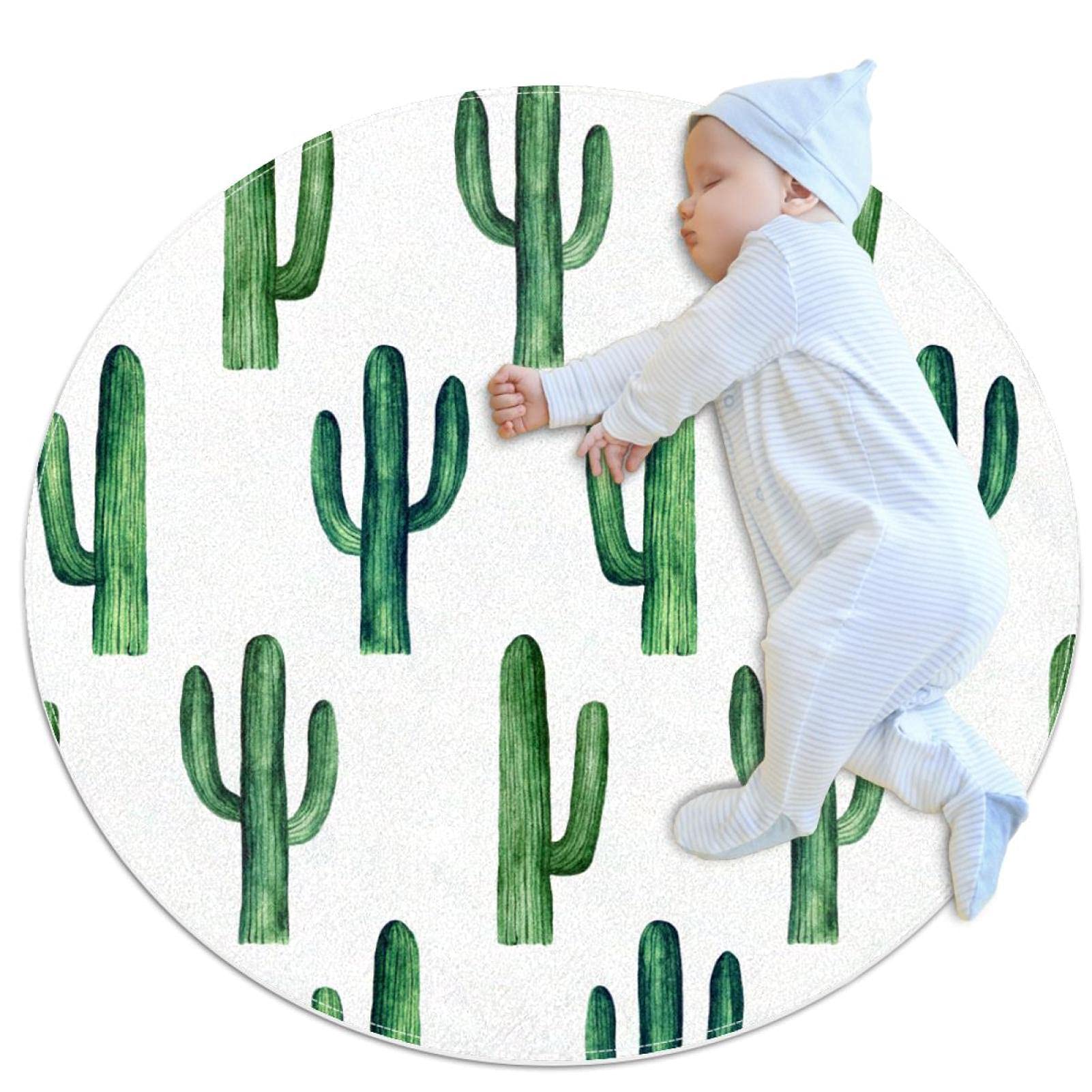 Tapis de jeu pour enfants motif cactus tapis rond filles garçons