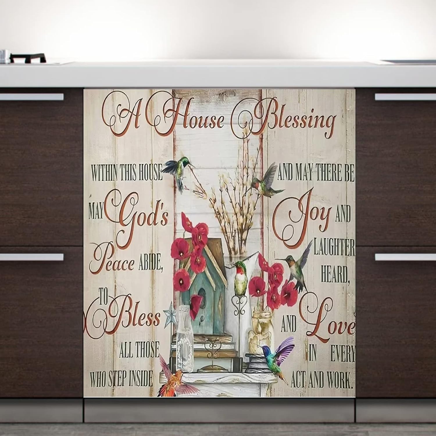 Hummingbird House Cover Dishwasher Sticker Flower