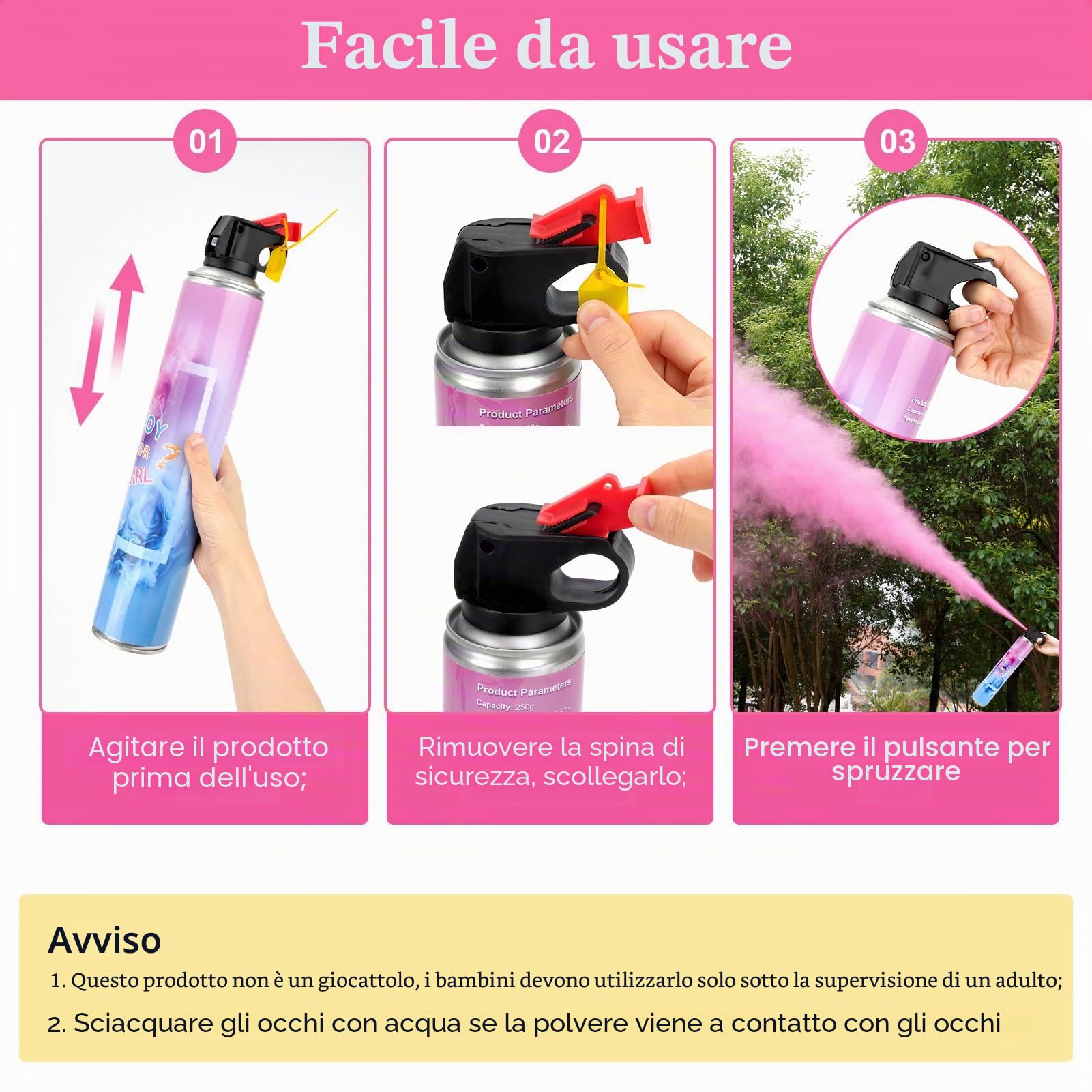 RISEMART Cannone fumogeno per rivelare il genere, pronto per foto, decorazione ecologica per feste per rivelare il genere, matrimoni, eventi sportivi e servizi fotografici (extra large, rosa