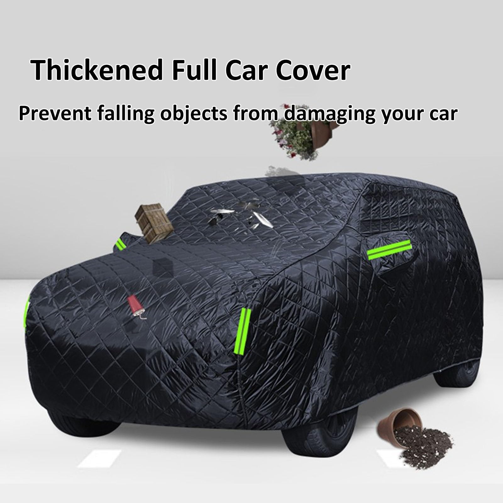 Hagelschutzplane Auto für MG ZS Hybrid+ Auto Abdeckplane Outdoor Autoabdeckung Hagelschutz Auto Schneefest Regenfest Staubdicht UV Beständig Und Reißfest,Schwarz-Full Car Cover