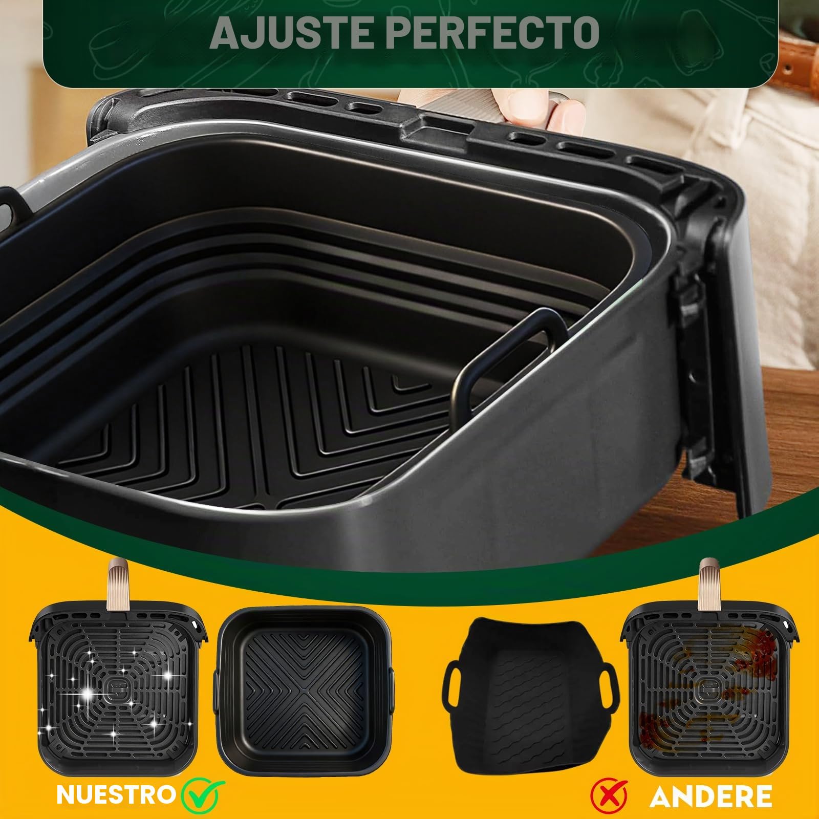 9 piezas Airfryer accesorios para COSORI Turbo Tower Pro 10,8L 6,5L/4,3L Double Stack Airfryer, accesorios para freidora de aire caliente COSORI sin BPA, accesorios de silicona para airfryer