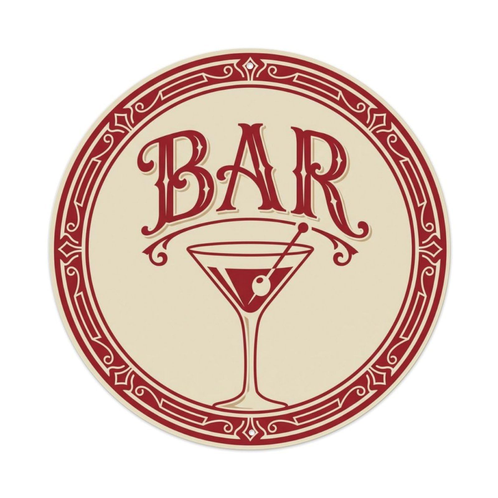 BAR Classic Tavern Shield Metal Tin Sign Plaque Wall Decor for Cafe, Club Bar, Office, Home Garden Round Metal Poster 8x8Inch