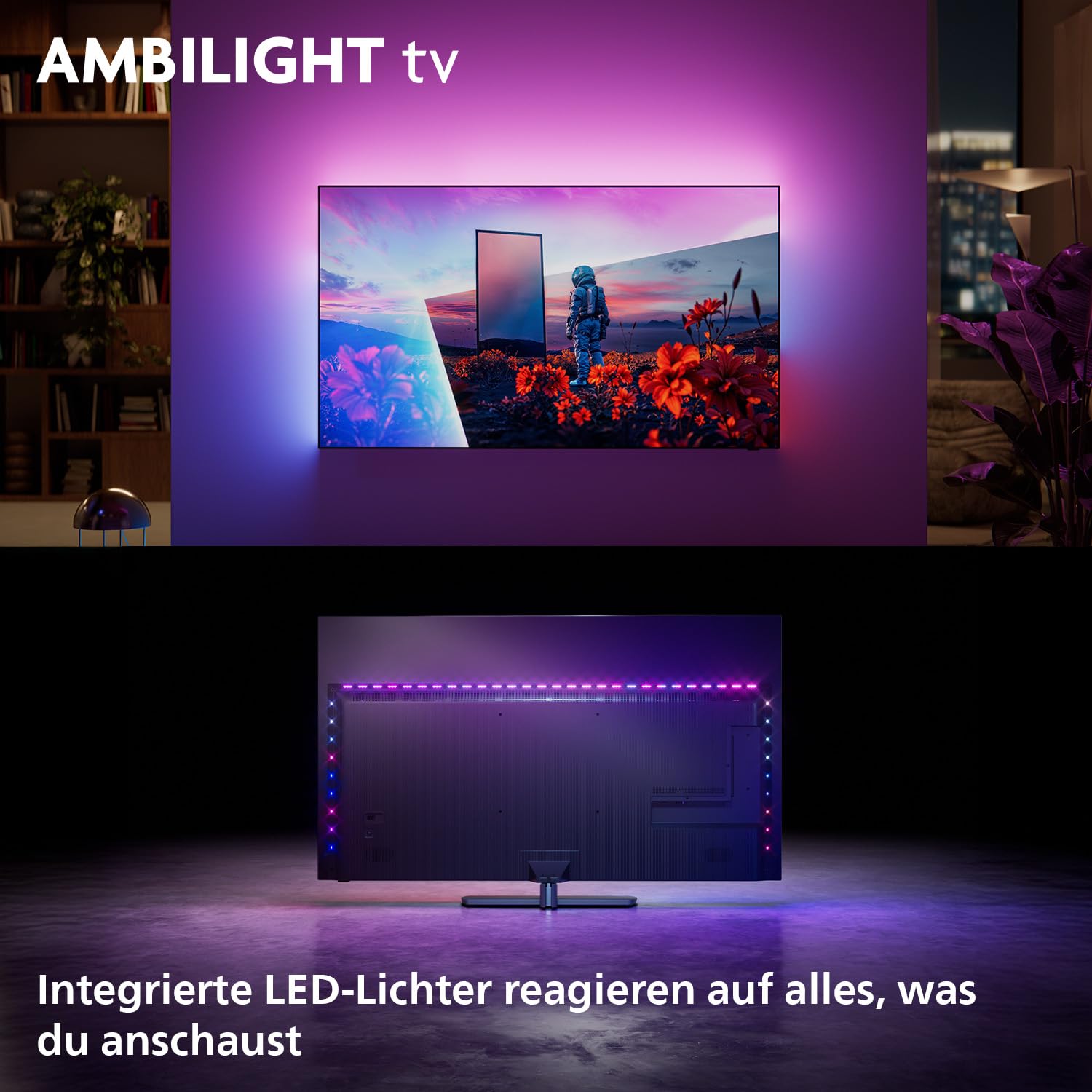 PHILIPS Ambilight TV 55OLED811/12 55 Zoll 4K OLED Smart TV | P5-AI Perfect Picture Engine, Ultra HD, Google TV, Dolby Vision und Atmos Sound