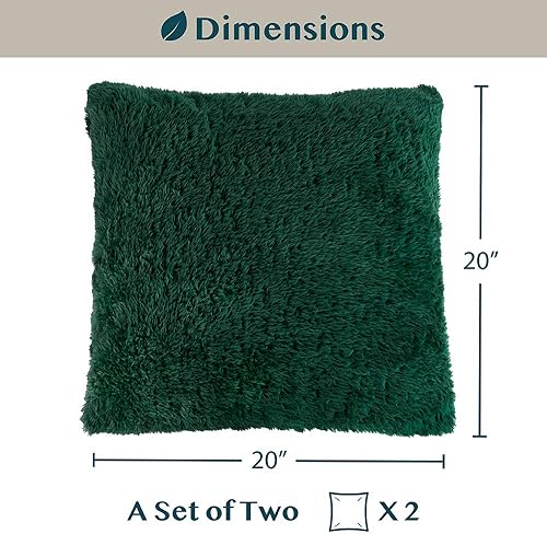 Miniatura 9 de PAVILIA Fundas de almohada esponjosas de color verde esmeralda, fundas de almohada decorativas para cama, sofá, funda de cojín de piel sintética