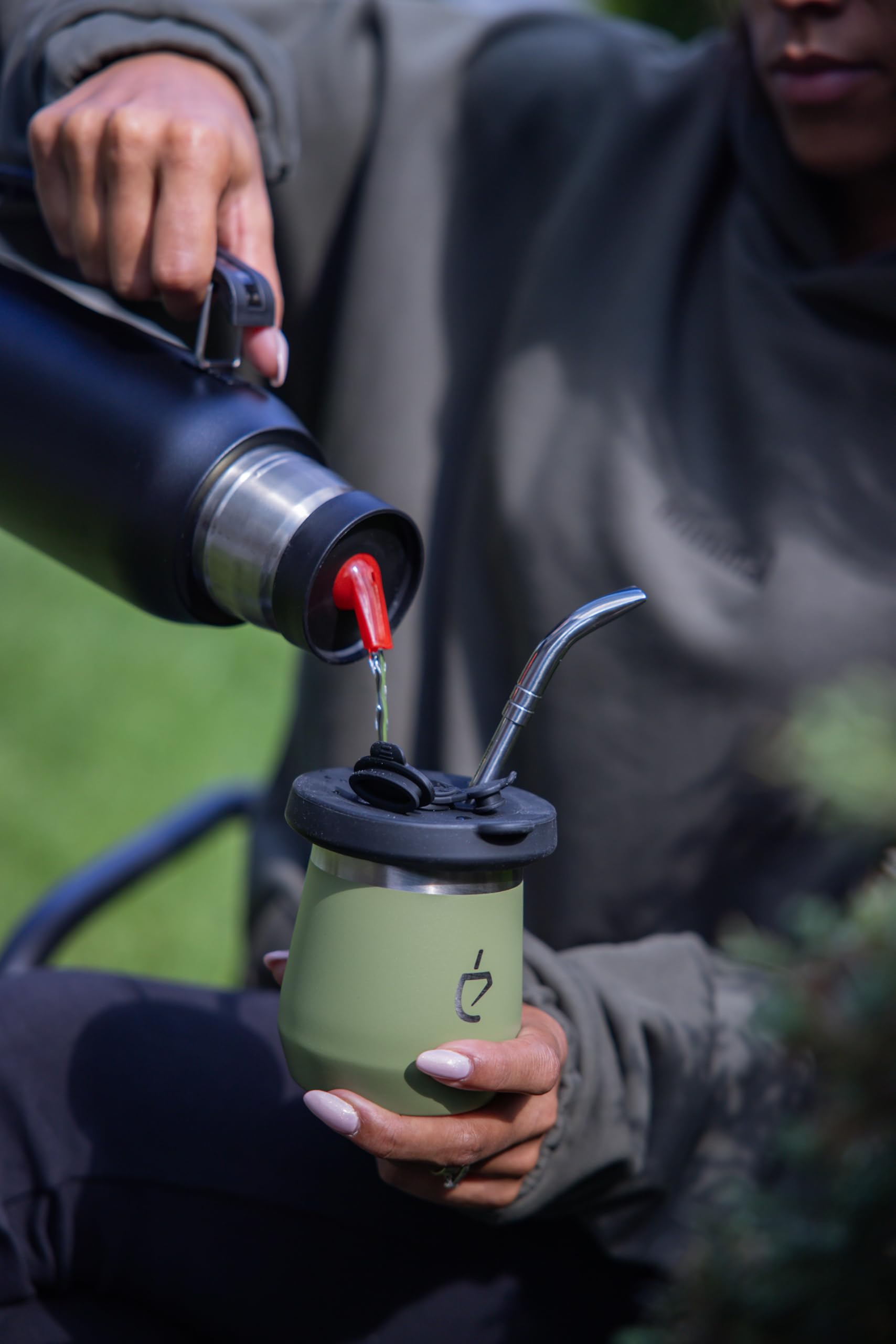 Zestaw Yerba Mate 7w1 Un Mate® Travel Termolid DualFlow PRO Forest Green – termos 1000 ml, yerbomos 500 ml, matero 230 ml, bombilla, yerbera, czyścik, zestaw prezentowy (Green)