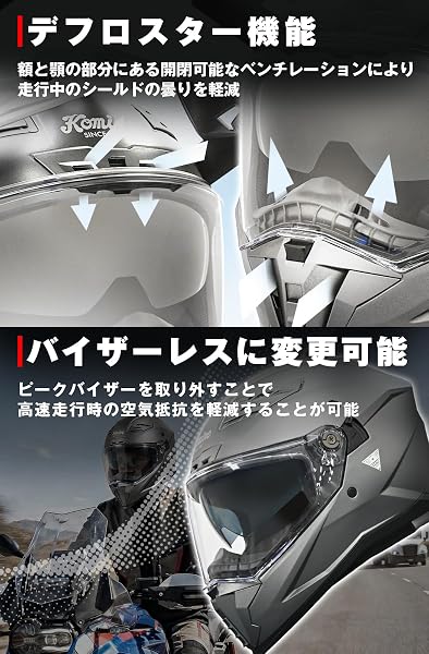 コミネ(KOMINE) 2026モデル バイク用 01-199 HK-199 アドベンチャーヘルメット ラーマ Mat Black M - 5