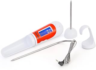 Gourmia GKS9120 3-in-1 Spoon Scale with Cooking Thermometer Interchangeable Kitchen Tool with Mini Scale, Corded Temperature Probe & Cordless Temperature Probe, Durable BPA Free Food Safe Material