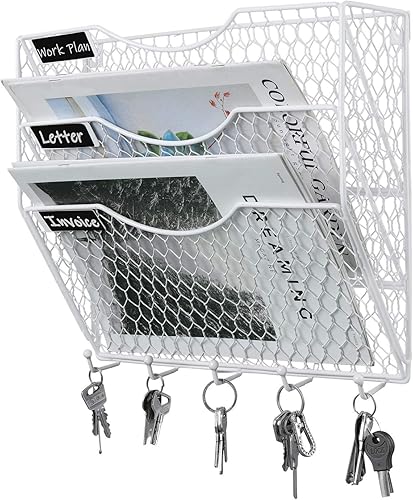 Miniatura 2 de Soporte de pared PAG para archivos, organizador de correo, metal, alambre de gallinero, soporte para pared, 3 niveles