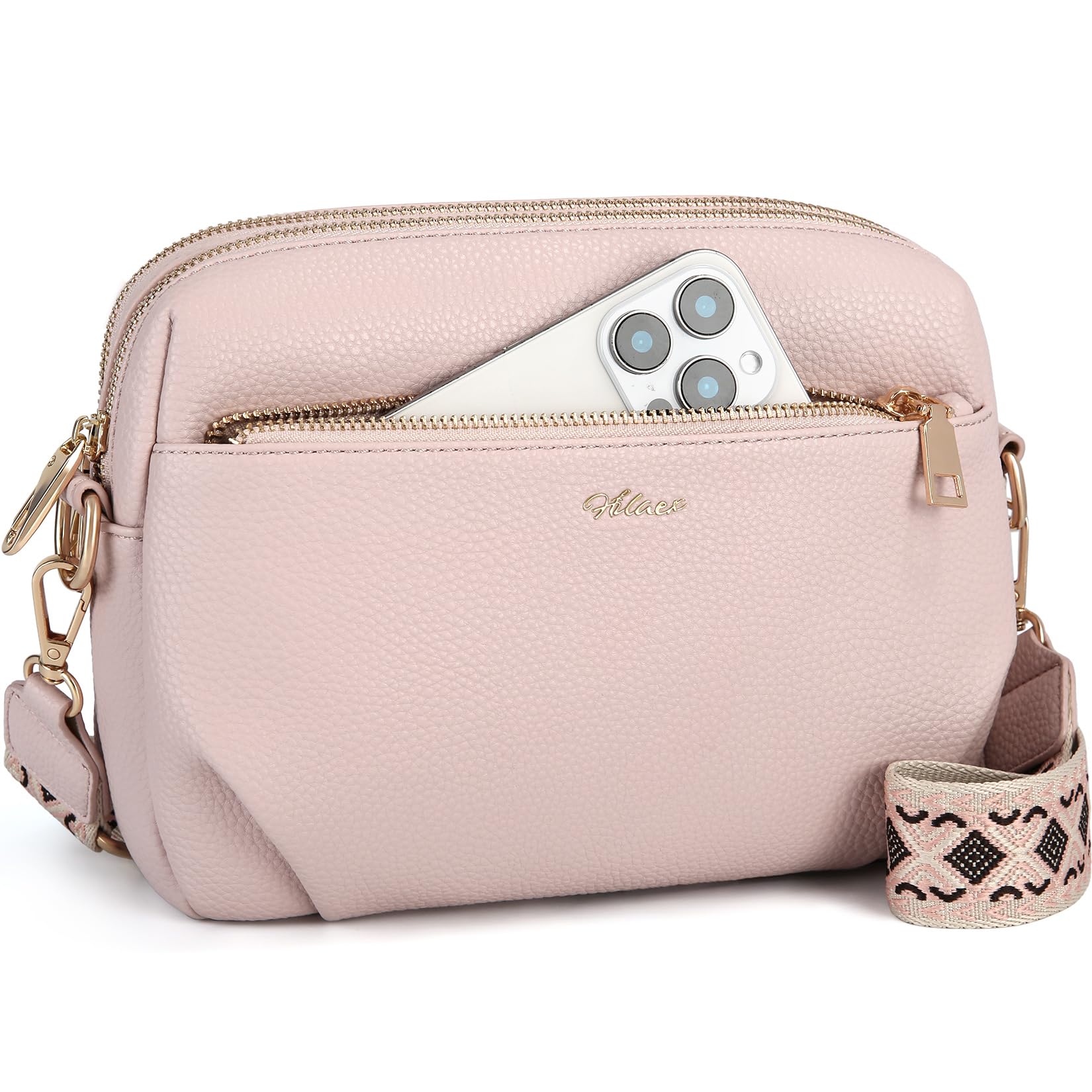Borsa a tracolla da donna con blocco RFID, antifurto, multi tasche | 3L, leggero, con cinturino largo regolabile, pelle PU impermeabile