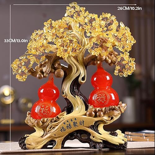 Miniatura 2 de Árbol de Feng Shui de citrino, árbol de la suerte, decoración de calabaza, manualidades, estatua de Feng Shui, árbol de cristal para el hogar, sala