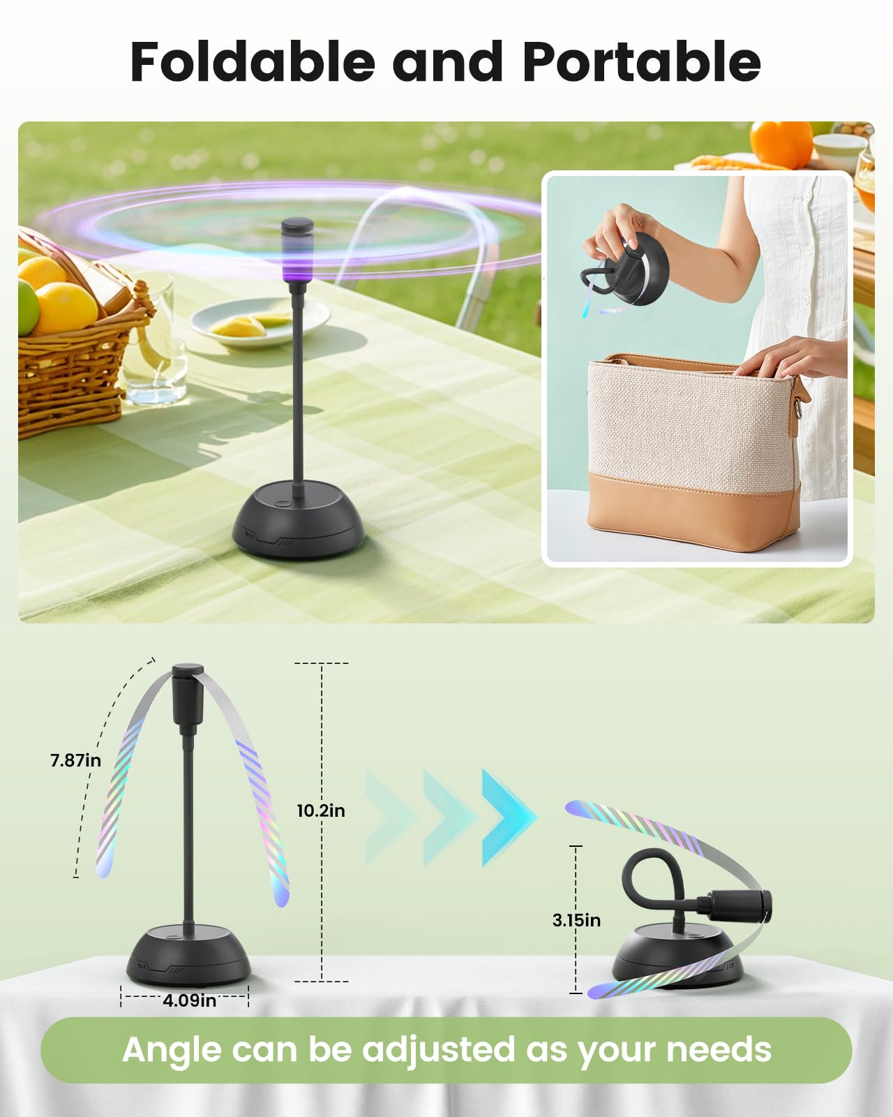 Paquete de 4 ventiladores de alimentos para mesa, alimentado por pilas AA, ventilador portátil con cuello de cisne flexible y cuchillas suaves, ventilador de mesa sin sonido para barbacoa 3