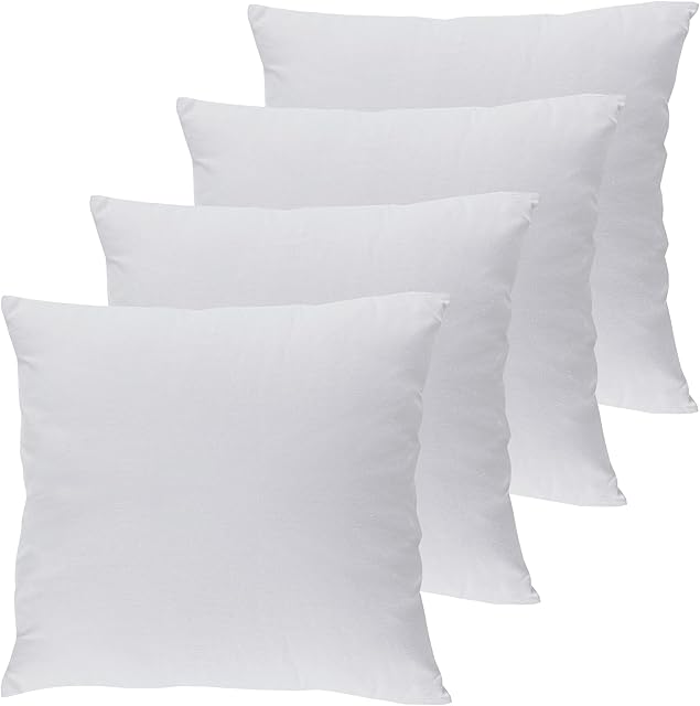 POSH WAVE 4 Pack Cushion Covers 35cmx35cm with Invisible Zipper, Polycotton Square Pillowcase for Livingroom, Sofa, Bedroom & Couch (4PCS, WHITE)