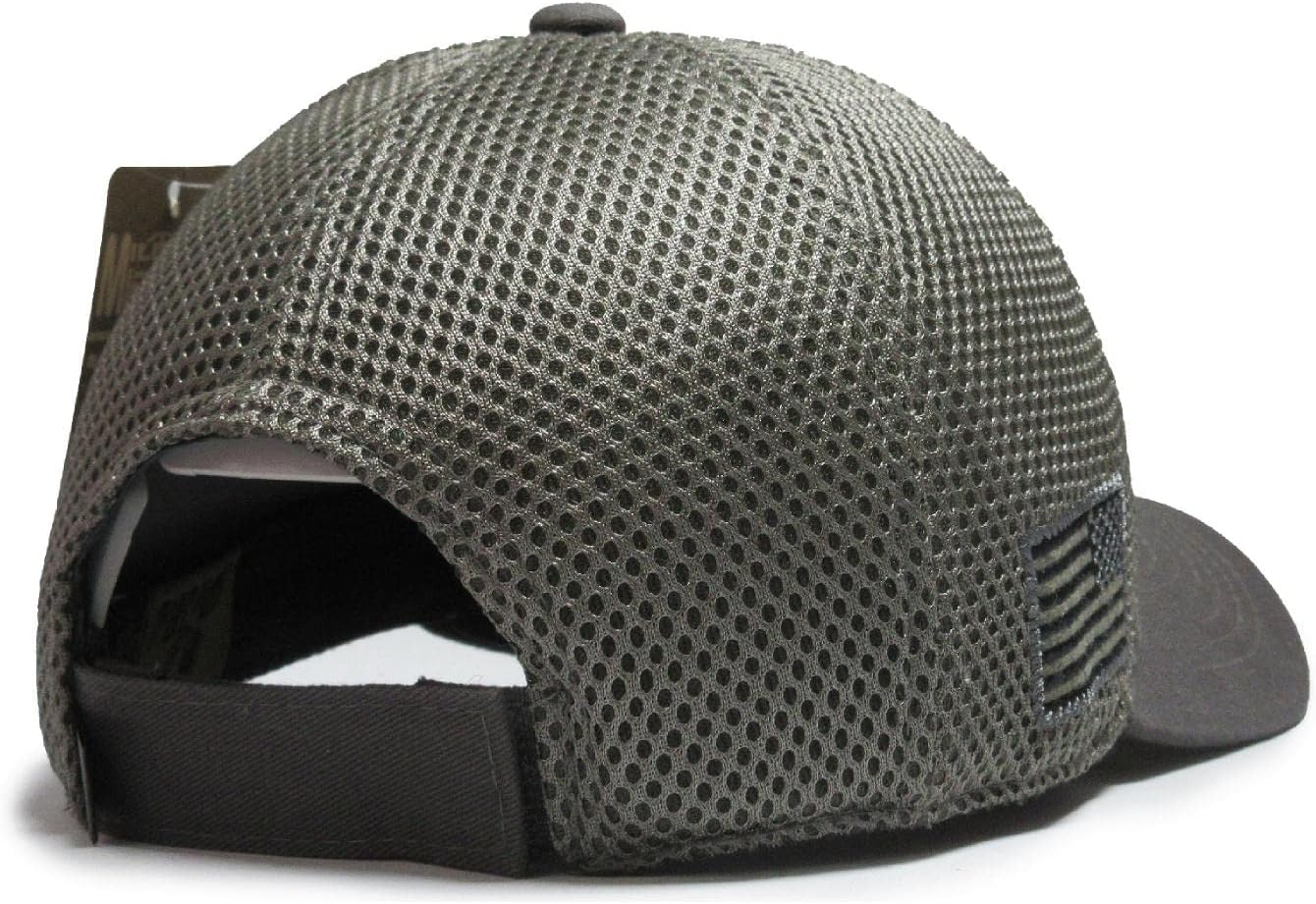 USA Flag Hat Gray Detachable Patch Micro Mesh Tactical Cap - Image 6