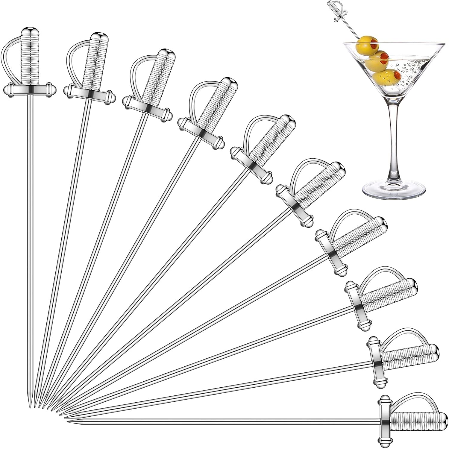 15 Pieces Stainless Steel Cocktail Picks Metal Martini