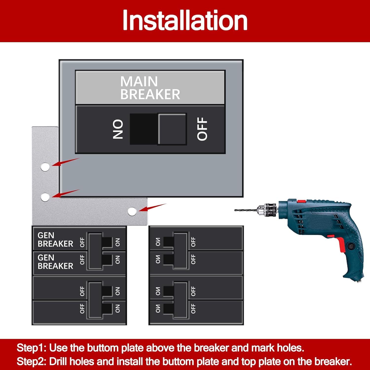ACANORA Generator Interlock Kit Silver for Horizontal Cutler Hammer CH Series Main 150 or 200 amp Panels, 1/2 Inch Spacing Between Main and Branch Breaker: Tools & Home Improvement