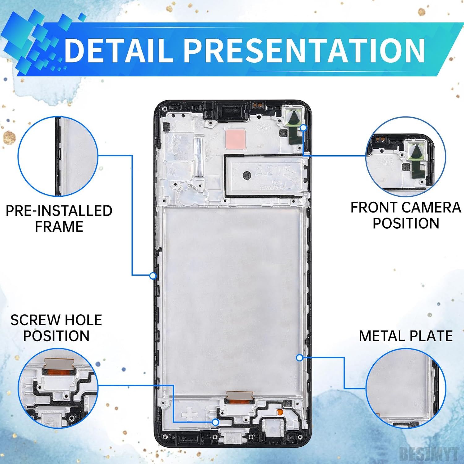 for Samsung Galaxy A21s Screen Replacement with Frame LCD Display Touch Digitizer Full Assembly Fix Glass with Repair Tools Kit A217M/DS