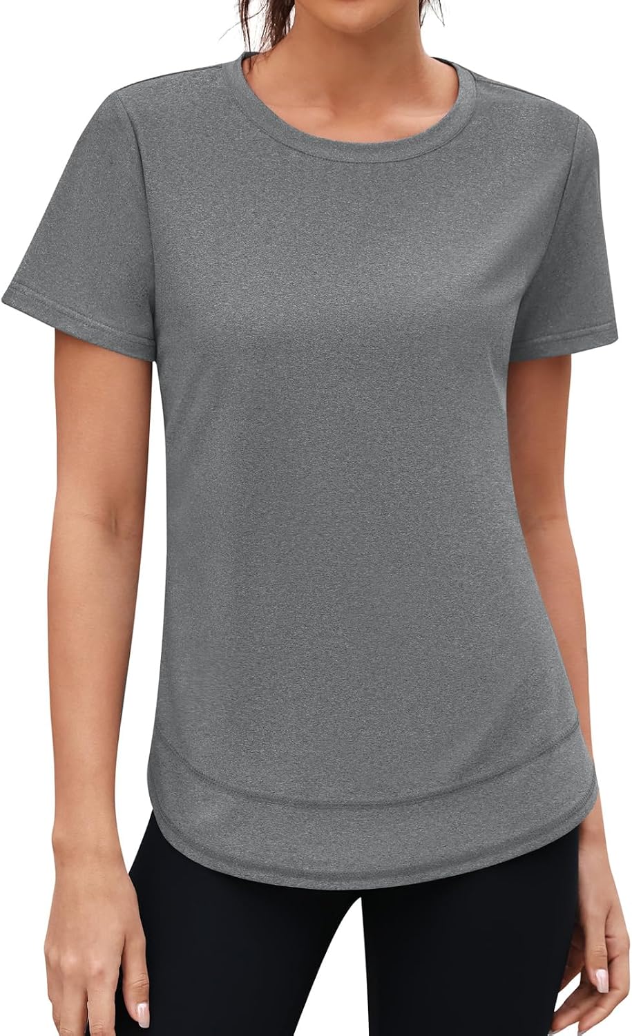 Womens Workout Tops Short Sleeve Crewneck Sports Yoga Running Shirts Quick Dry Outfits S-3XL