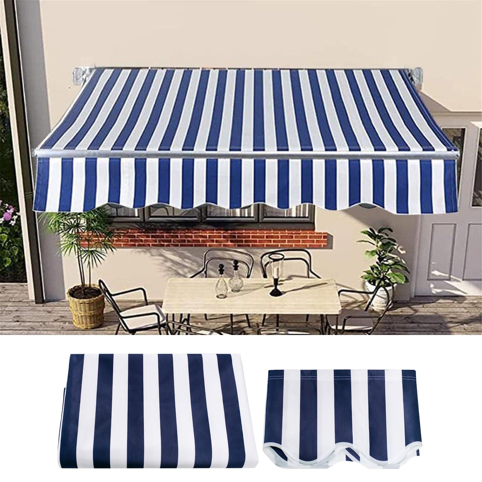 Retractable Patio Awning Replacement Fabric Waterproof Many sizes Shade Sun Shade Awning Cover Outdoor Patio Canopy Sunsetter Deck Awnings Polyester,Frameless ( Color : L X W , Size : (16x10ft) 5x3m )