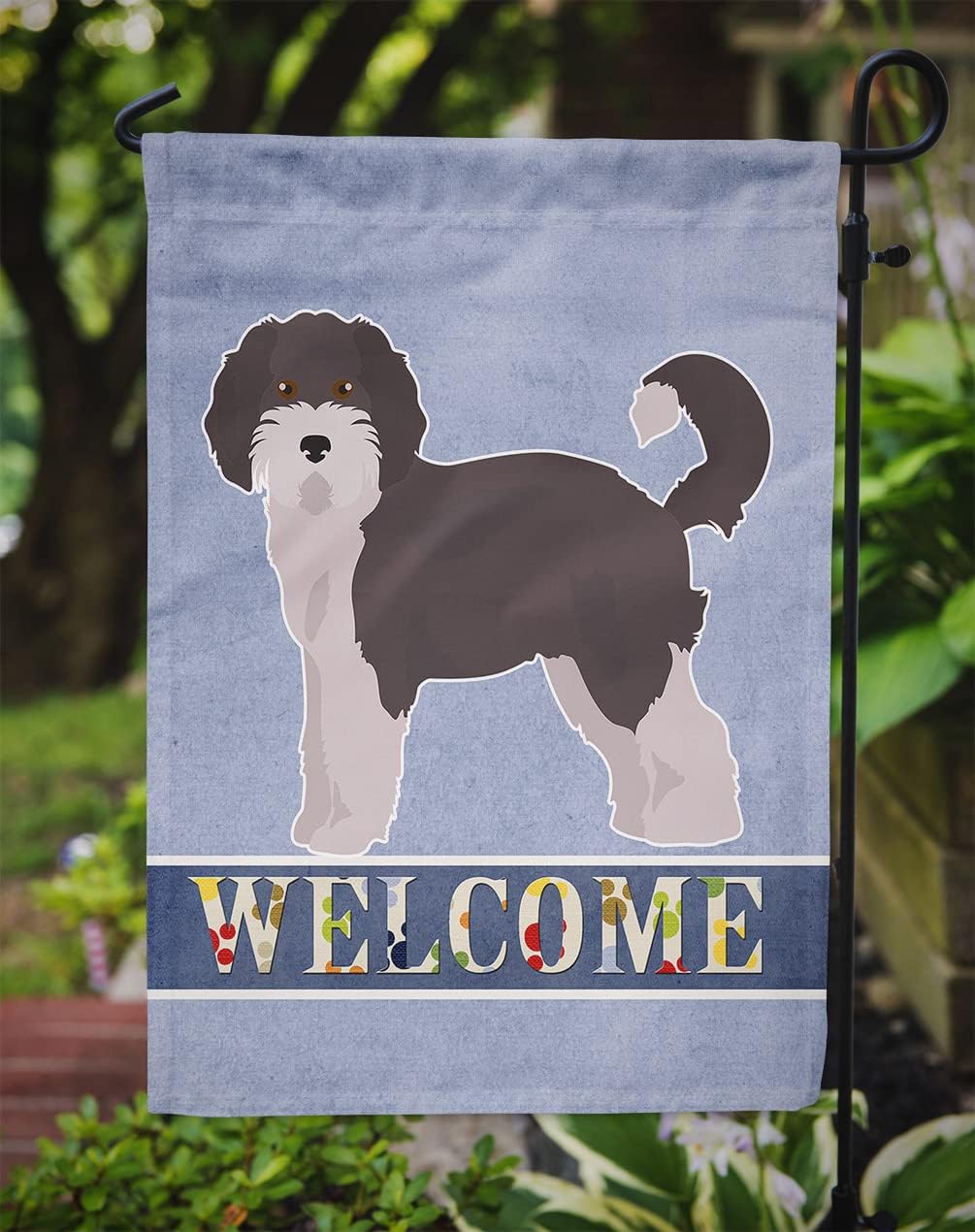 Caroline's Treasures CK3706GF Aussiedoodle #1 Welcome Garden Flag Mailbox Flag Decorative Yard Flag Banner Outside Patio Artwork Yard Flower Beds, Garden Size, Multicolor