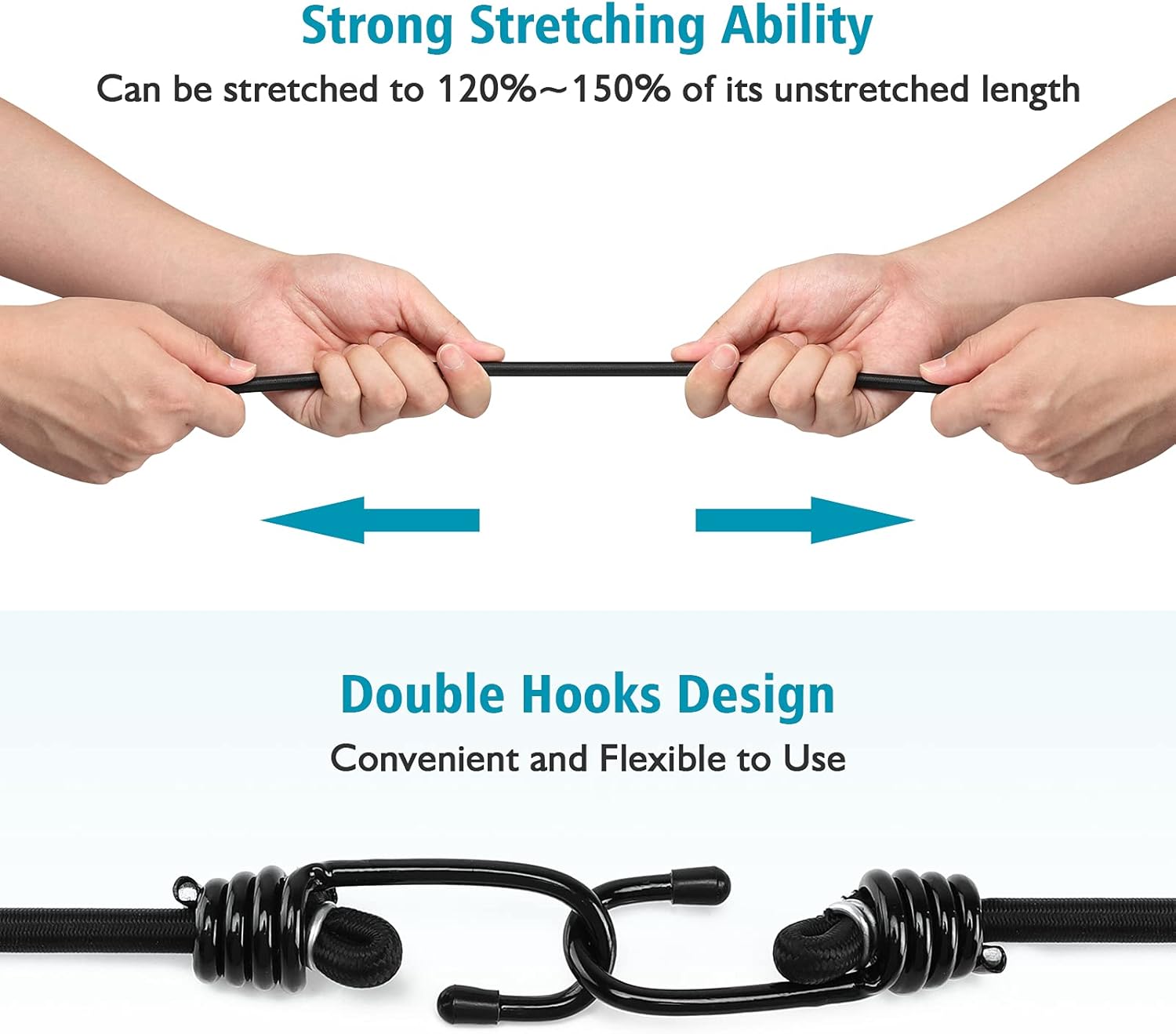 LIDYUK 48 Inch Bungee Cords with Hooks, Pack of 6 Industrial Grade Heavy Duty Straps for Bikes, Tie Downs, Camping & Cars, Black : Tools & Home Improvement