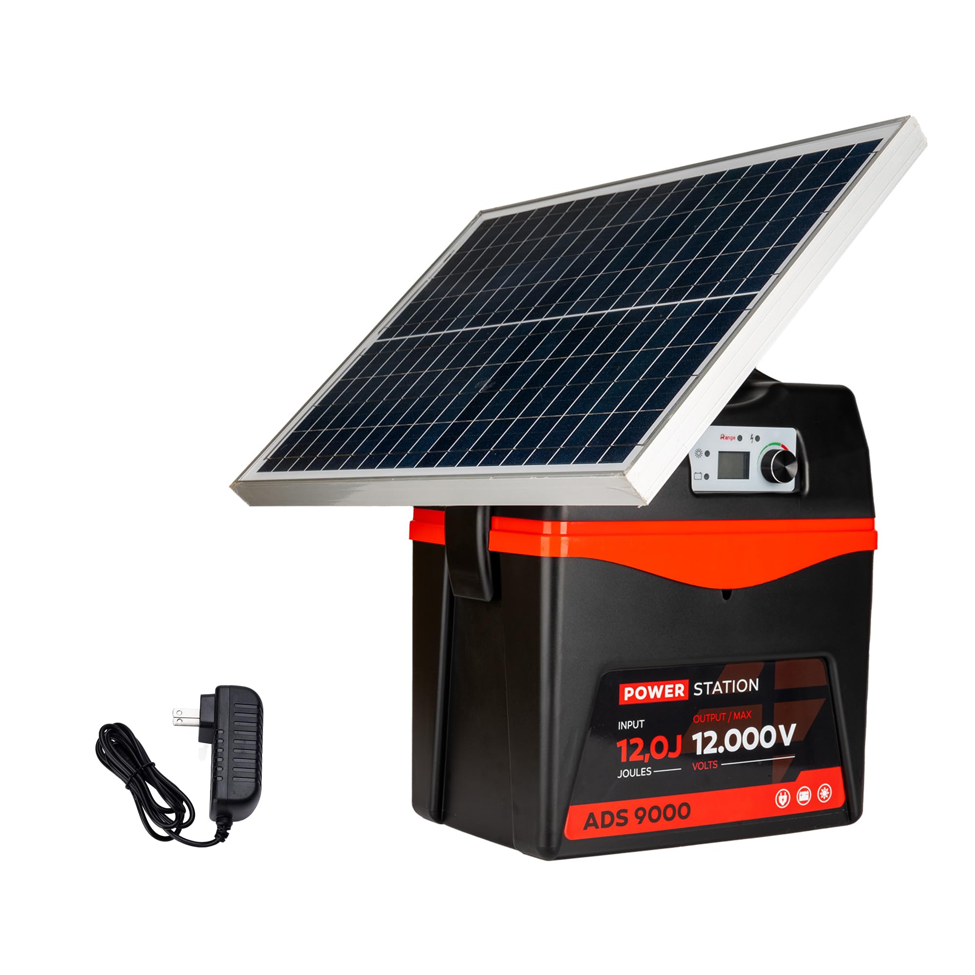 Solar Electric Fence Charger - 9 Joule Fence Energizer 25W Solar Panel Fence Energizer 12V Battery 120Miles Range Electric Fence Energizer Ideal for Livestock, Poultry, Large Animals