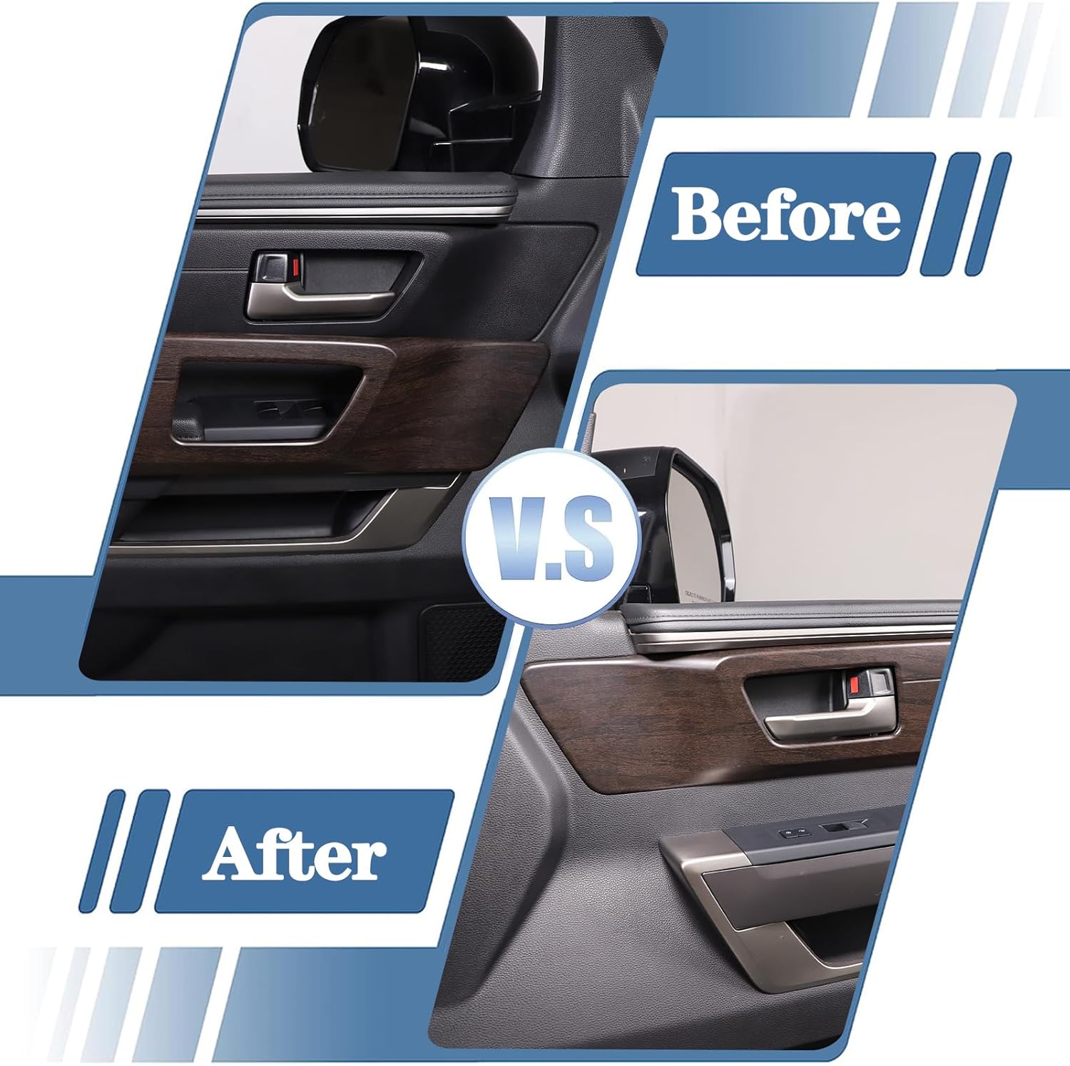 HAPPYHORSE Automotive Door Panel Decorative Cover Compatible with Tundra/Sequoia 2022 2023 Automotive Door Panel Protective Cover Decorative Frame Accessories (Oak Grain)