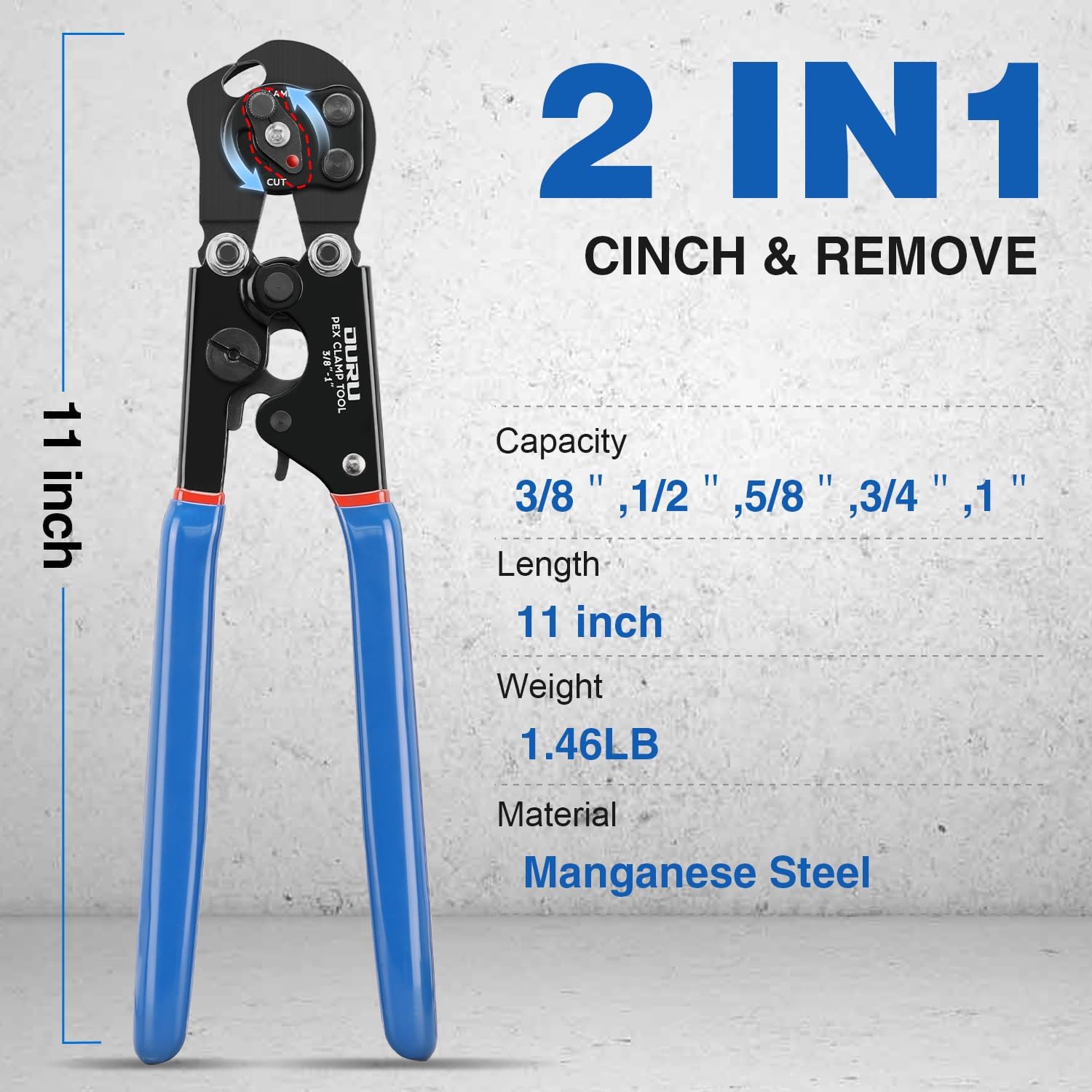 150 Pack 1/2 Inch Pex Clamps+2 IN 1 Ratchet Pex Crimping Tool in Plastic Box