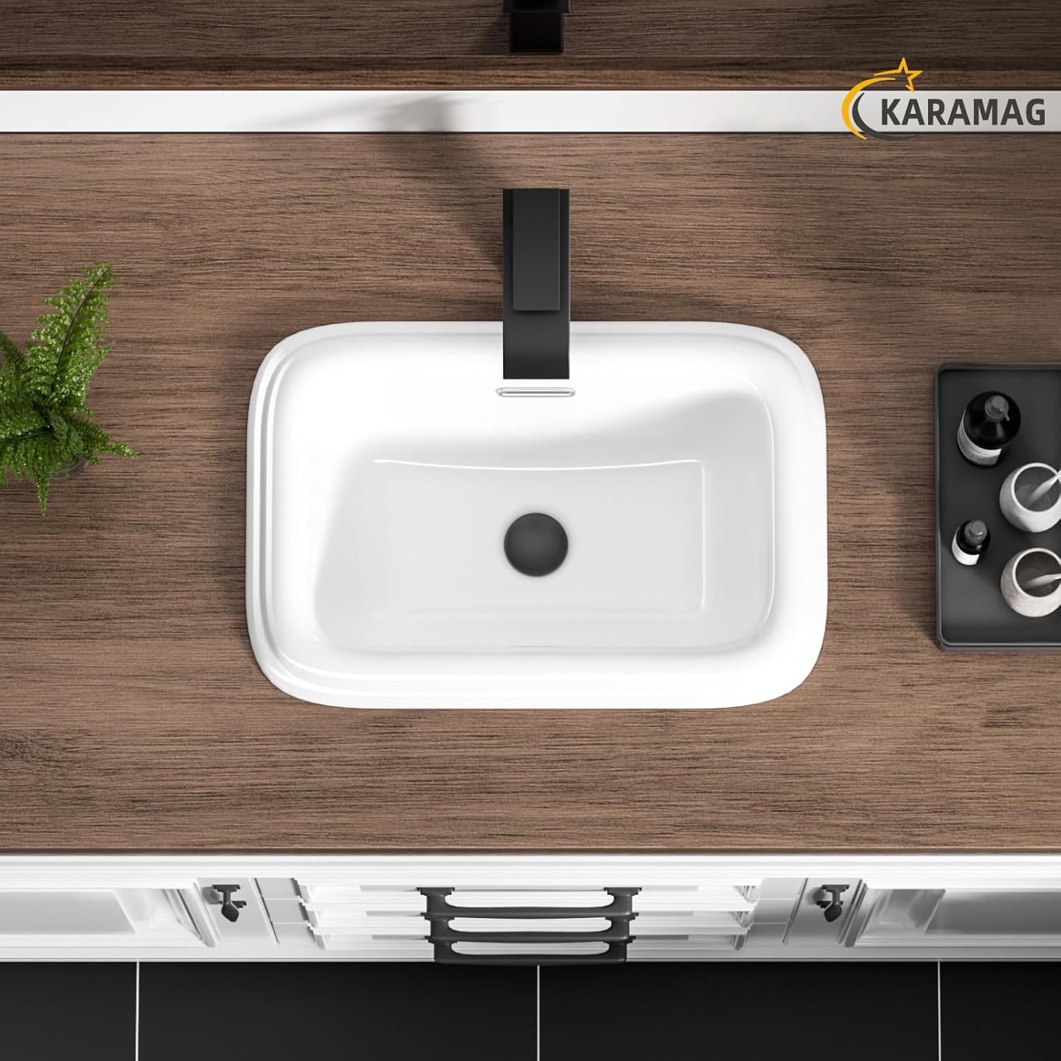 Bathroom Vessel Sink 18 Inch Drop In Bathroom Sink Rectangular Semi Recessed Bathroom Sinks with Overflow White Ceramic Modern Sinks Bowl Vanity Above Counter Basin (17.9"x12.4")
